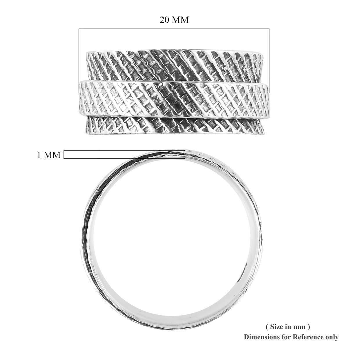 Shop LC 925 Sterling Silver Checker Stylish Unique Stress Relieving Meditation Boho Handmade Spinner Band Ring Jewelry Size 10 - Image 8