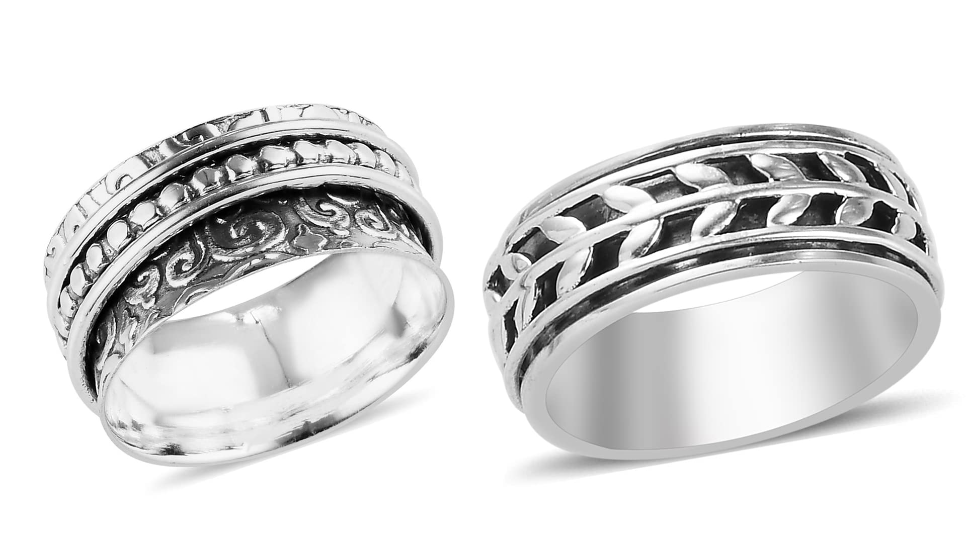 Shop LC 925 Sterling Silver Spinner Ring Boho Handmade Stress Anxiety Relieving Meditation Oxidized Tribal Unique Jewelry Gifts for Women Men