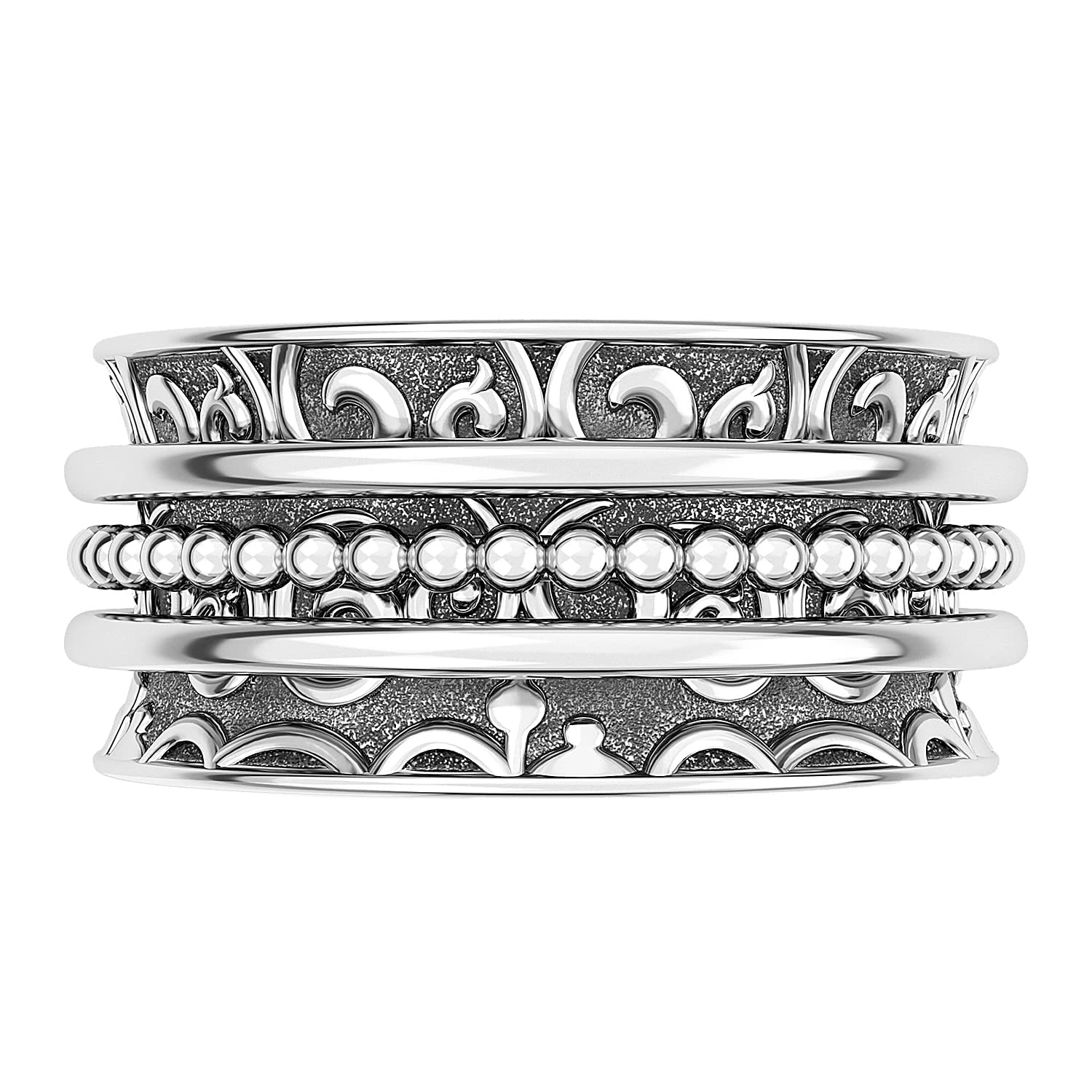 Shop LC 925 Sterling Silver Spinner Ring Boho Handmade Stress Anxiety Relieving Meditation Oxidized Tribal Unique Jewelry Gifts for Women Men - Image 7