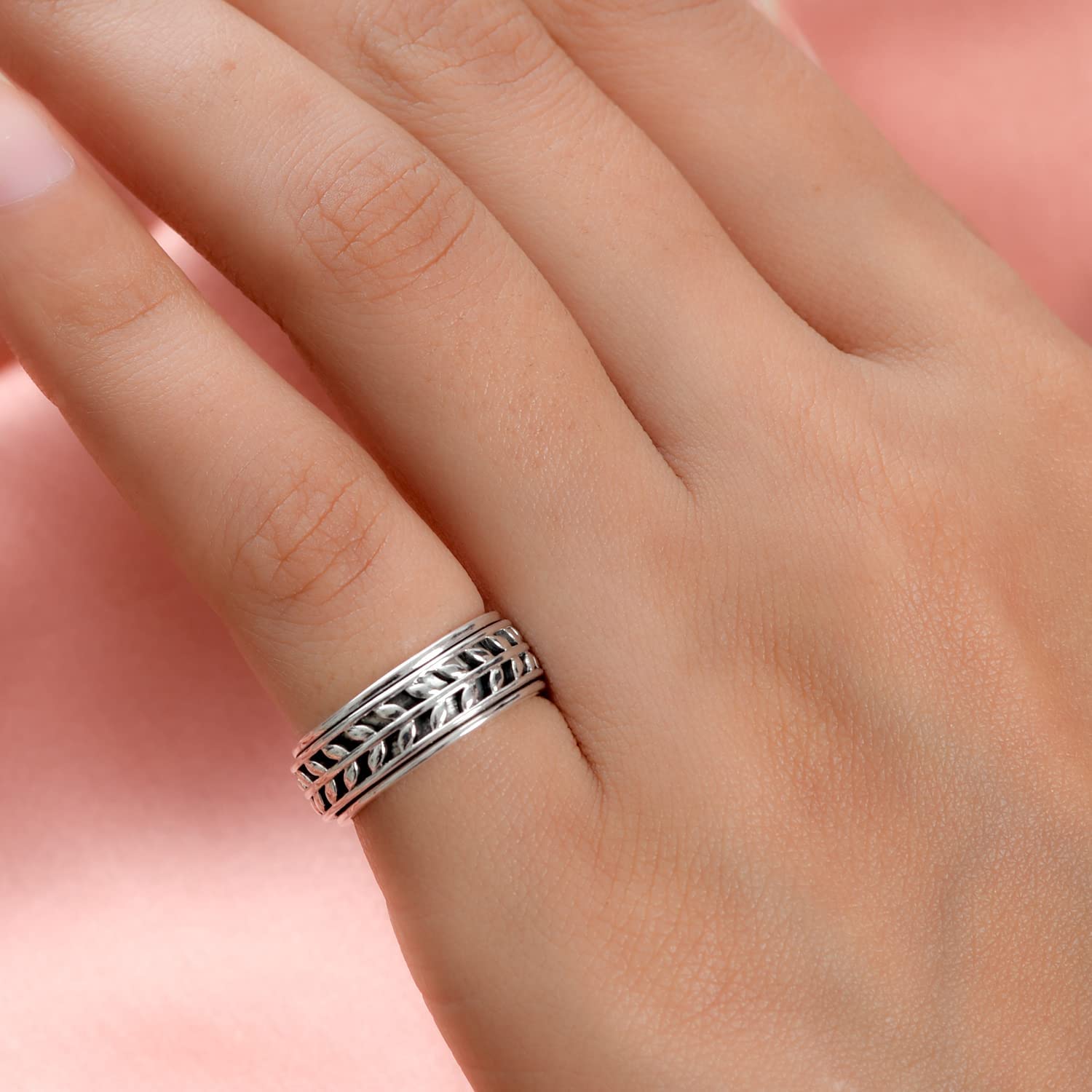 Shop LC 925 Sterling Silver Spinner Ring Boho Handmade Stress Anxiety Relieving Meditation Oxidized Tribal Unique Jewelry Gifts for Women Men - Image 8