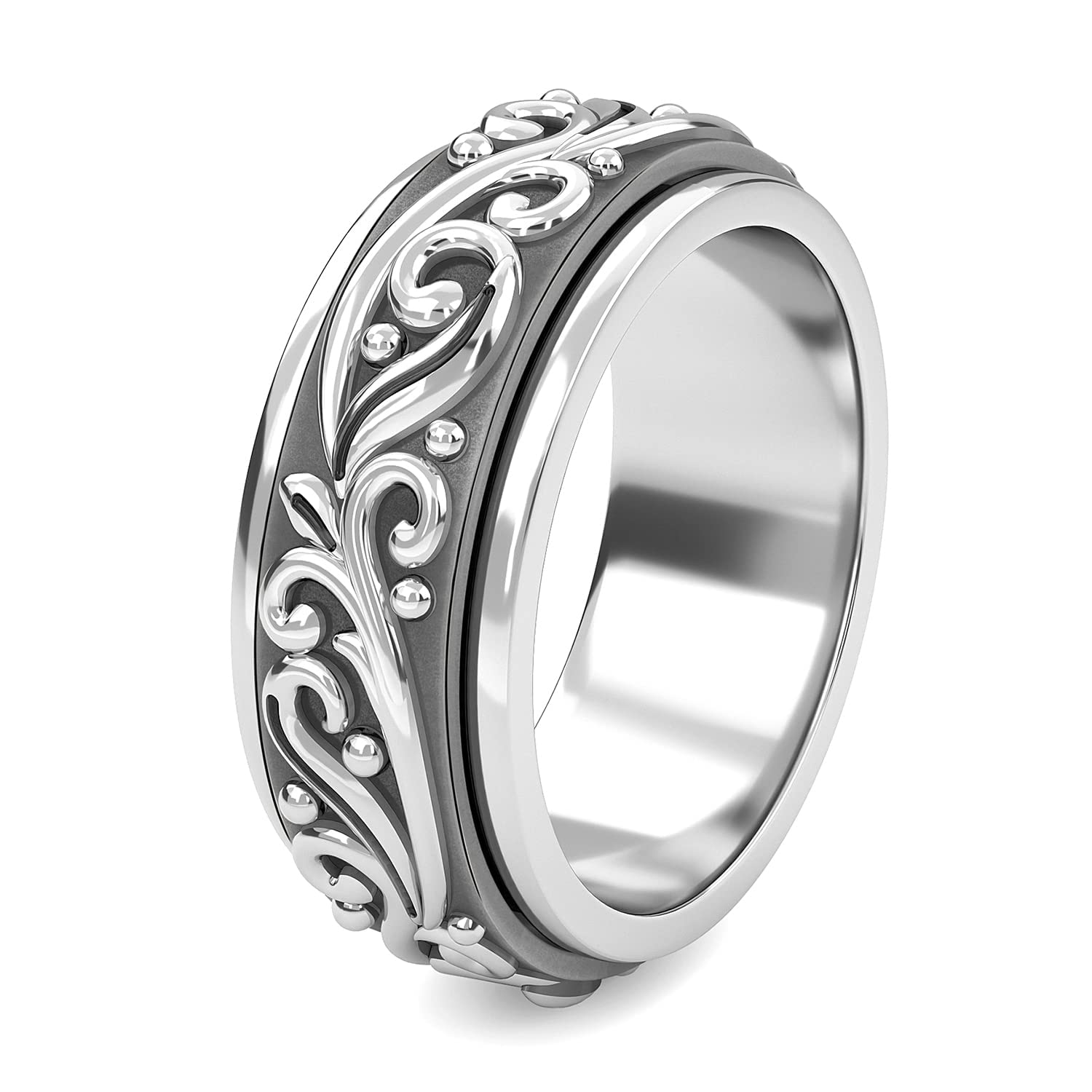 Shop LC 925 Sterling Silver Spinner Ring Boho Handmade Stress Anxiety Relieving Meditation Oxidized Tribal Unique Jewelry Gifts for Women Men - Image 5