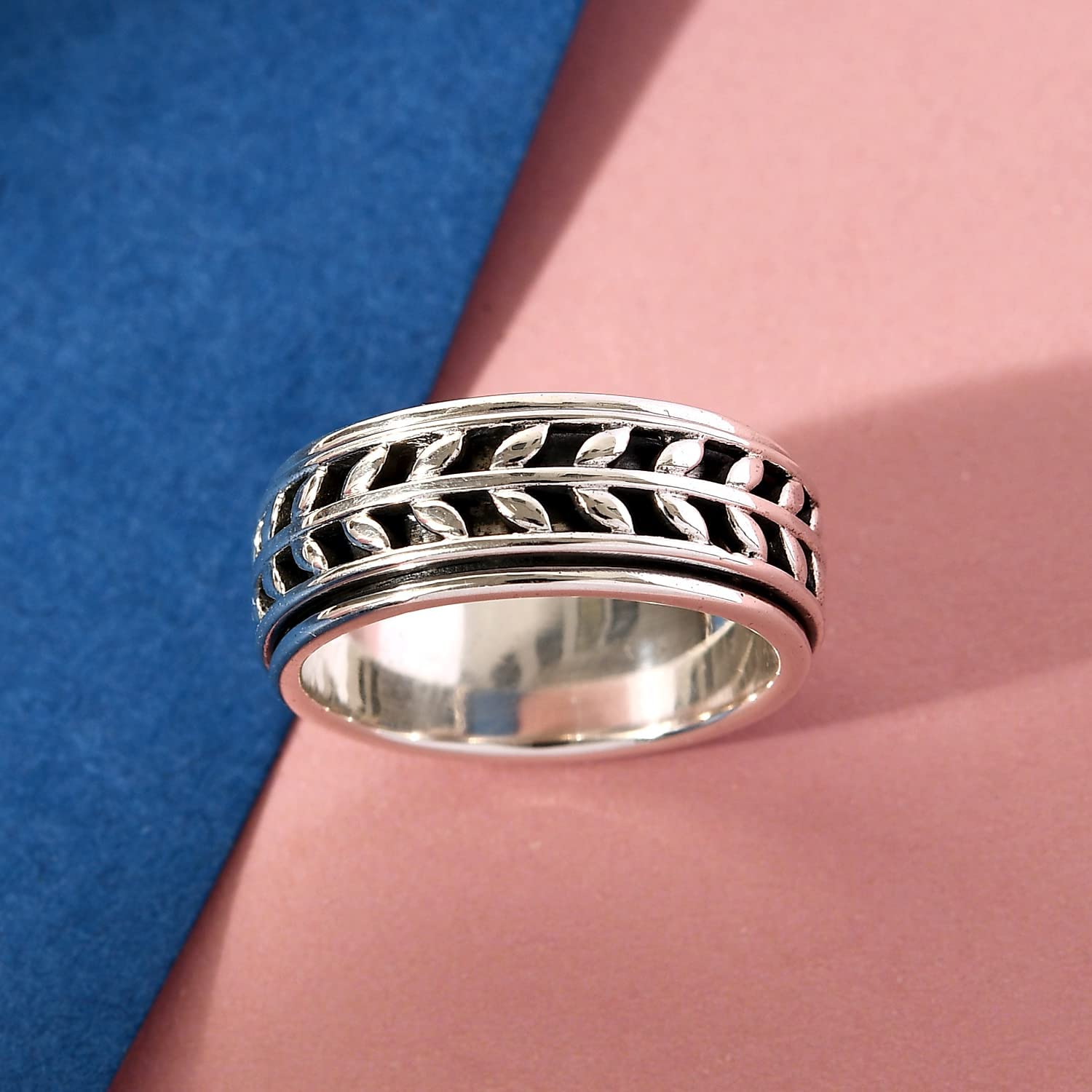 Shop LC 925 Sterling Silver Spinner Ring Boho Handmade Stress Anxiety Relieving Meditation Oxidized Tribal Unique Jewelry Gifts for Women Men - Image 9
