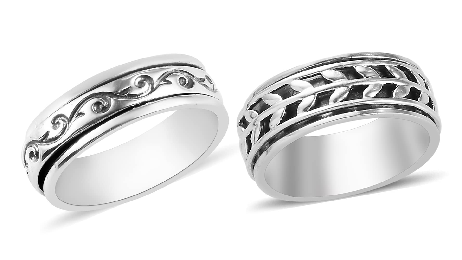 Shop LC 925 Sterling Silver Spinner Ring Boho Handmade Stress Anxiety Relieving Meditation Oxidized Tribal Unique Jewelry Gifts for Women Men
