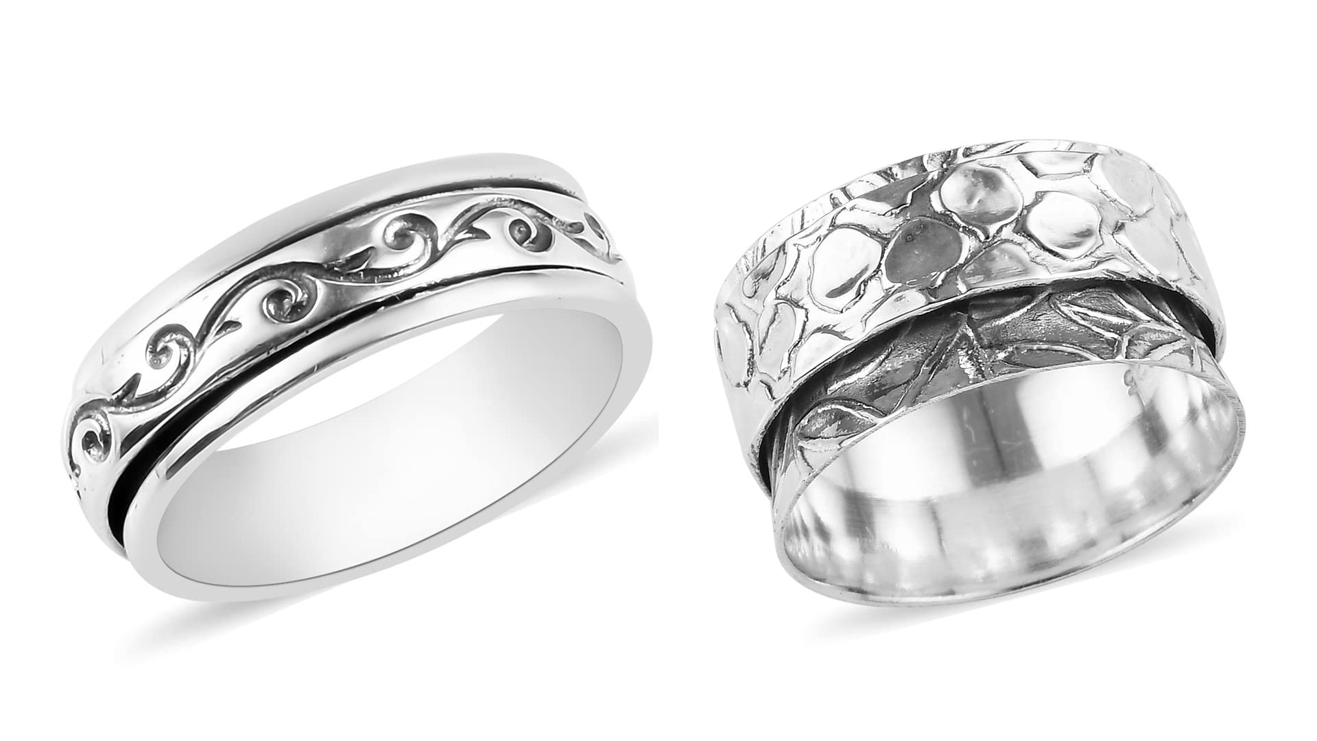Shop LC 925 Sterling Silver Spinner Ring Boho Handmade Stress Anxiety Relieving Meditation Oxidized Tribal Unique Jewelry Gifts for Women Men