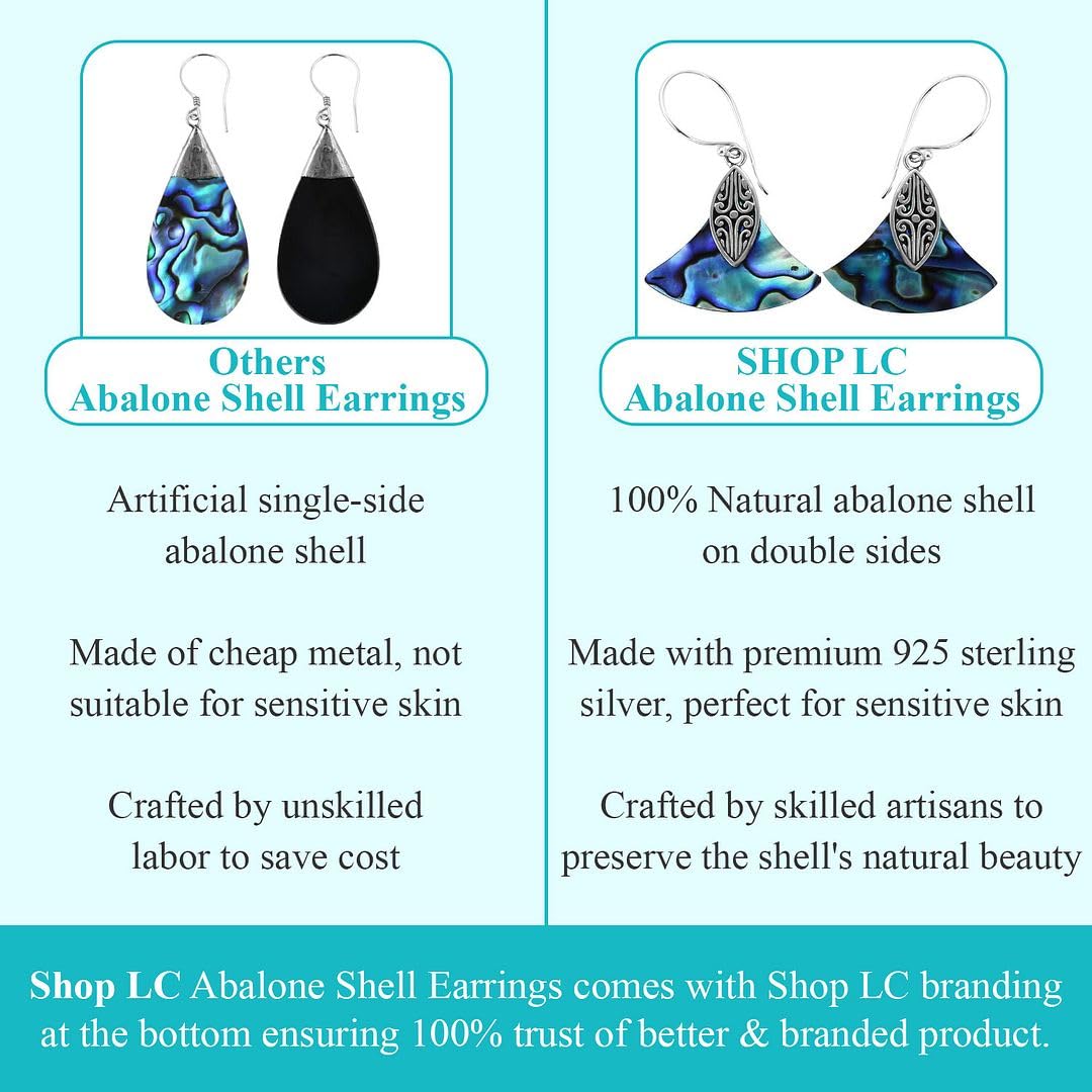 Shop LC Abalone Shell 925 Sterling Silver Dangle Drop Fashion Earrings for Women Jewelry Christmas Gifts for Women - Image 4