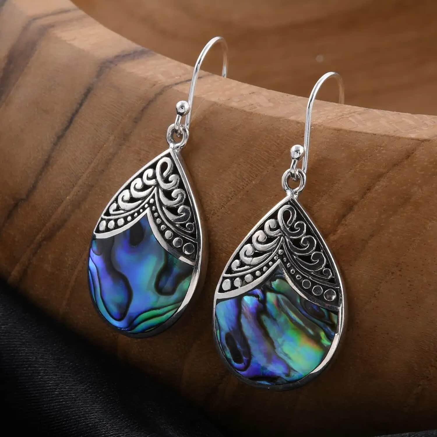 SHOP LC Abalone Shell Dangle Earrings for Women in 925 Sterling Silver - Fashionable Summer Beach Abalone Earrings - Statement Boho Jewelry Gifts - Image 2