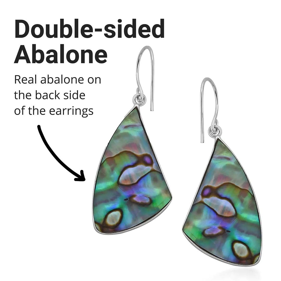 SHOP LC Abalone Shell Dangle Earrings for Women in 925 Sterling Silver - Fashionable Summer Beach Abalone Earrings - Statement Boho Jewelry Gifts - Image 5