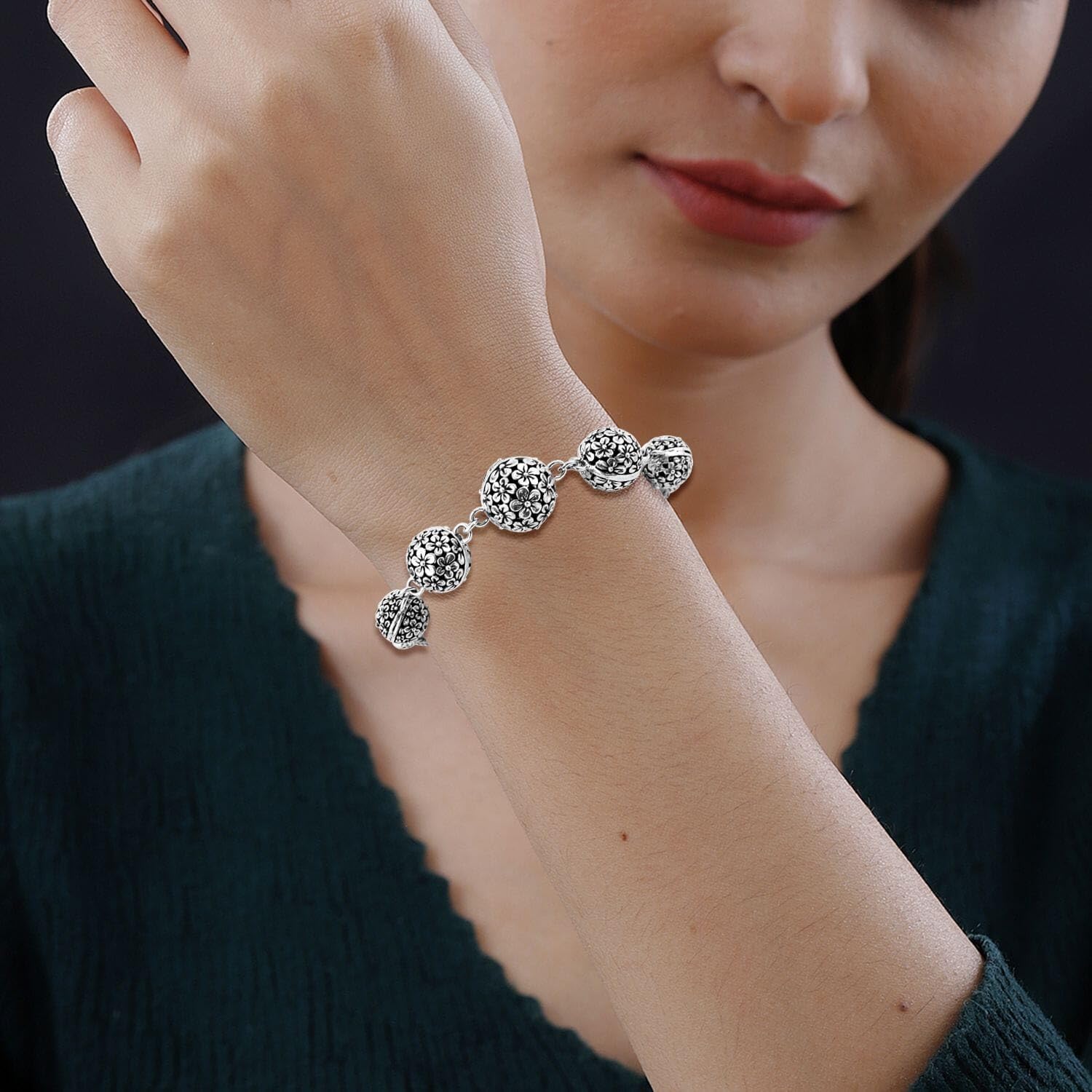 Shop LC BALI LEGACY 925 Sterling Silver Oval Filigree Bracelet with Toggle Clasp for Women Jewelry .5-8" Birthday Mothers Day Gifts - Image 3