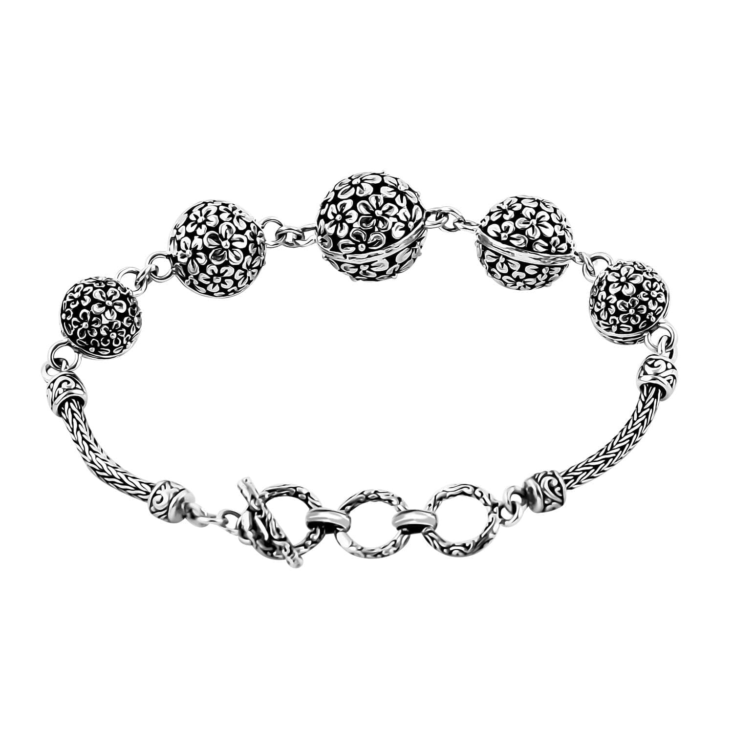 Shop LC BALI LEGACY 925 Sterling Silver Oval Filigree Bracelet with Toggle Clasp for Women Jewelry .5-8" Birthday Mothers Day Gifts - Image 4