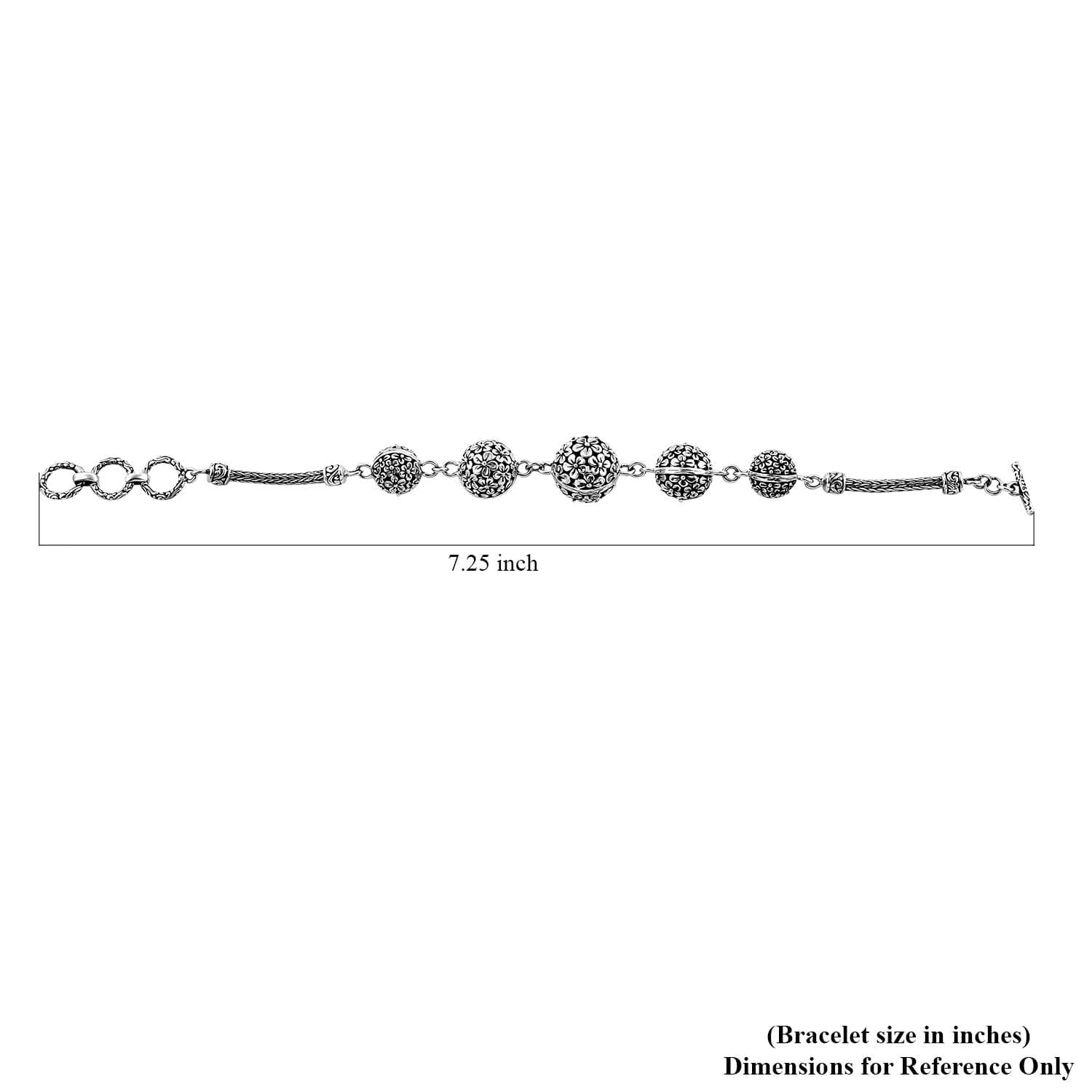 Shop LC BALI LEGACY 925 Sterling Silver Oval Filigree Bracelet with Toggle Clasp for Women Jewelry .5-8" Birthday Mothers Day Gifts - Image 5