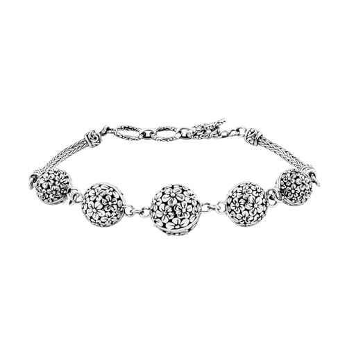 Shop LC BALI LEGACY 925 Sterling Silver Oval Filigree Bracelet with Toggle Clasp for Women Jewelry .5-8" Birthday Mothers Day Gifts - Image 6