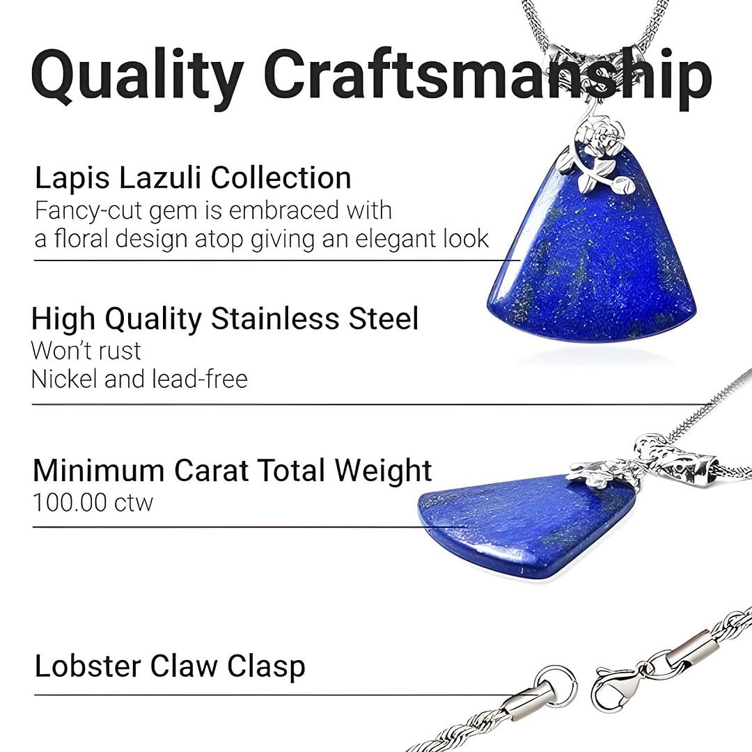 Shop LC Blue Lapis Lazuli Necklace for Women - Flower Birthstone Necklace Statement Jewelry Chain - 20 Inches Anniversary Engagement Wedding Birthday Gifts - Image 5