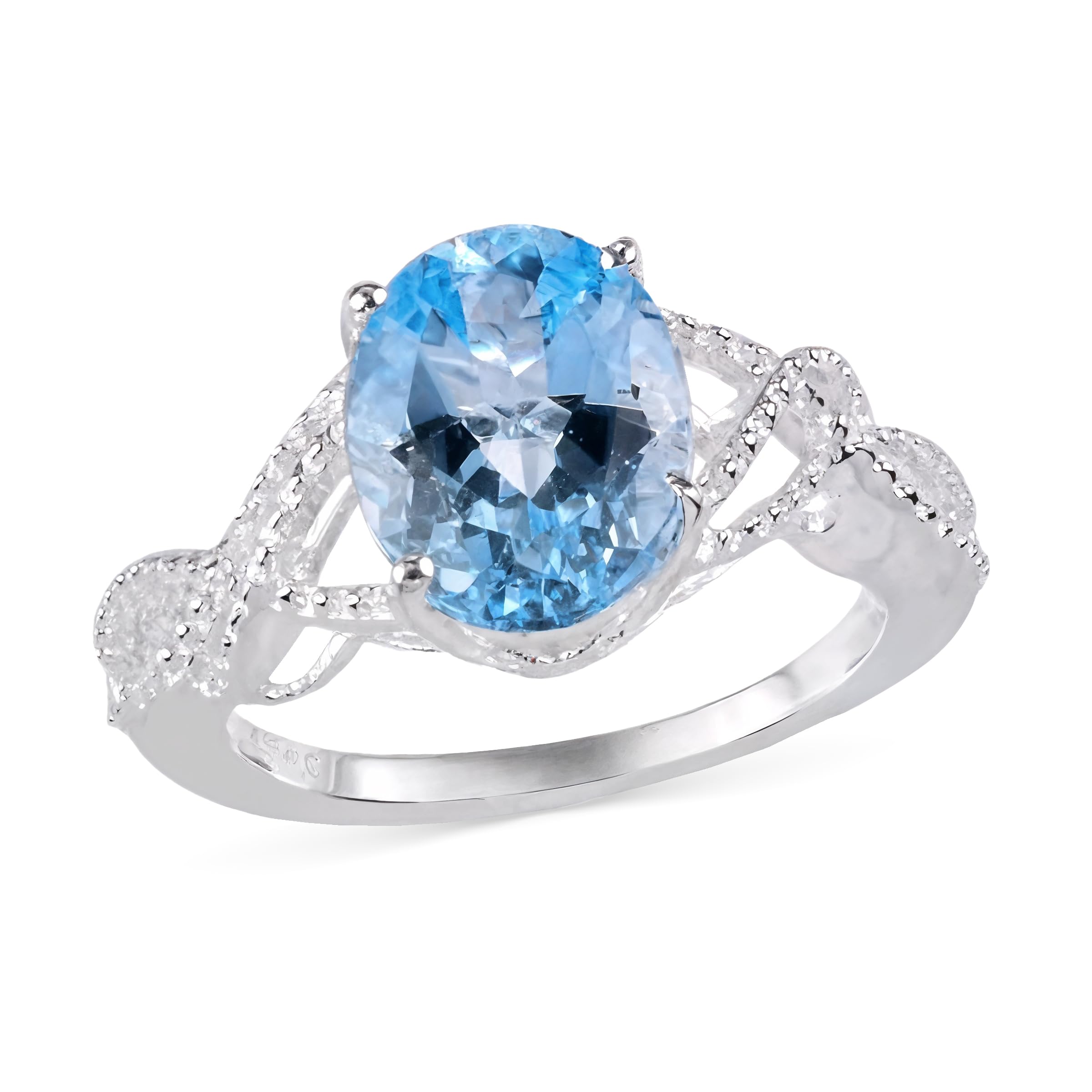 Shop LC Blue Topaz Ring for Women in 925 Sterling Silver Birthstone Rings for Women - Promise Wedding Engagement Jewelry Gifts
