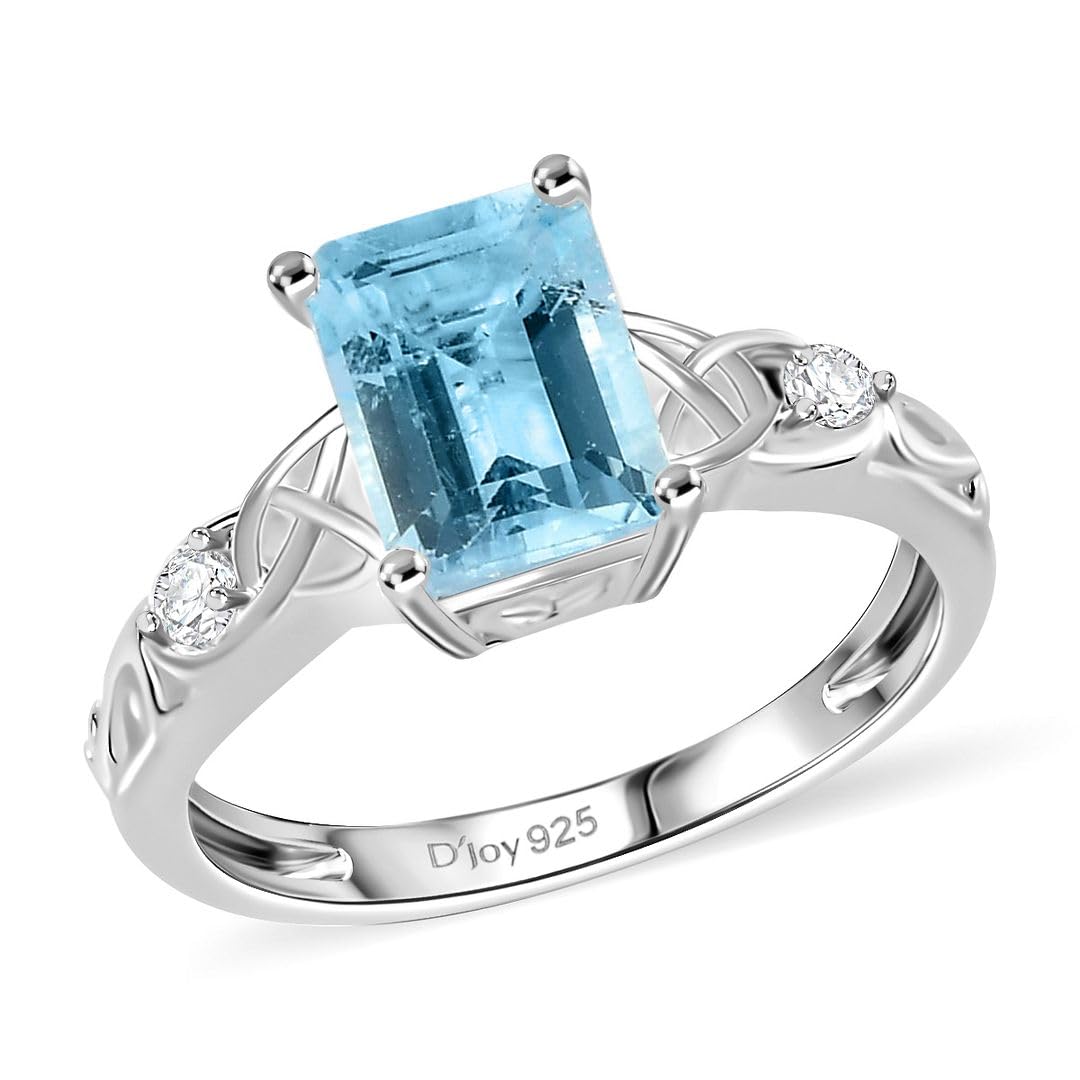 Shop LC Blue Topaz Ring for Women in 925 Sterling Silver Birthstone Rings for Women - Promise Wedding Engagement Jewelry Gifts