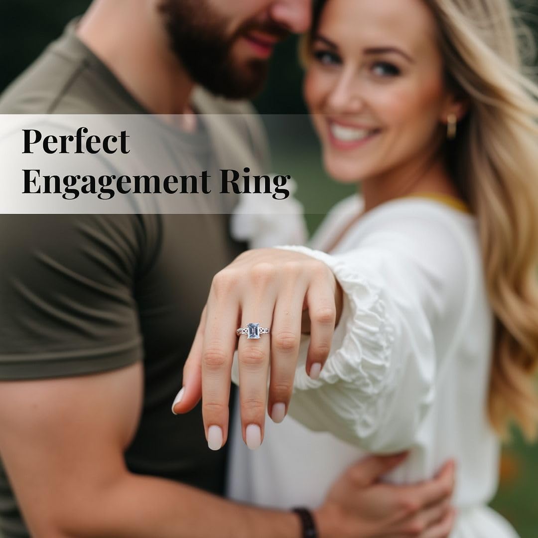 Shop LC Blue Topaz Ring for Women in 925 Sterling Silver Birthstone Rings for Women - Promise Wedding Engagement Jewelry Gifts - Image 6