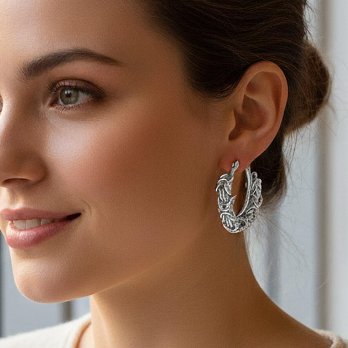 Shop LC Byzantine Hoop Earrings in Stainless Steel - Image 2