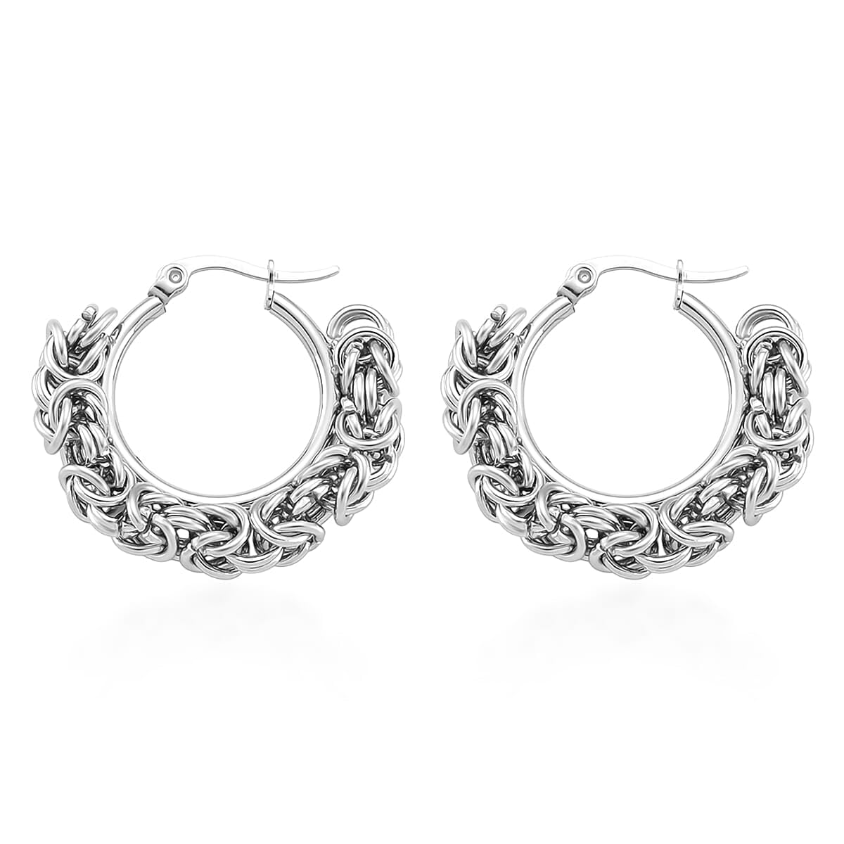Shop LC Byzantine Hoop Earrings in Stainless Steel - Image 3