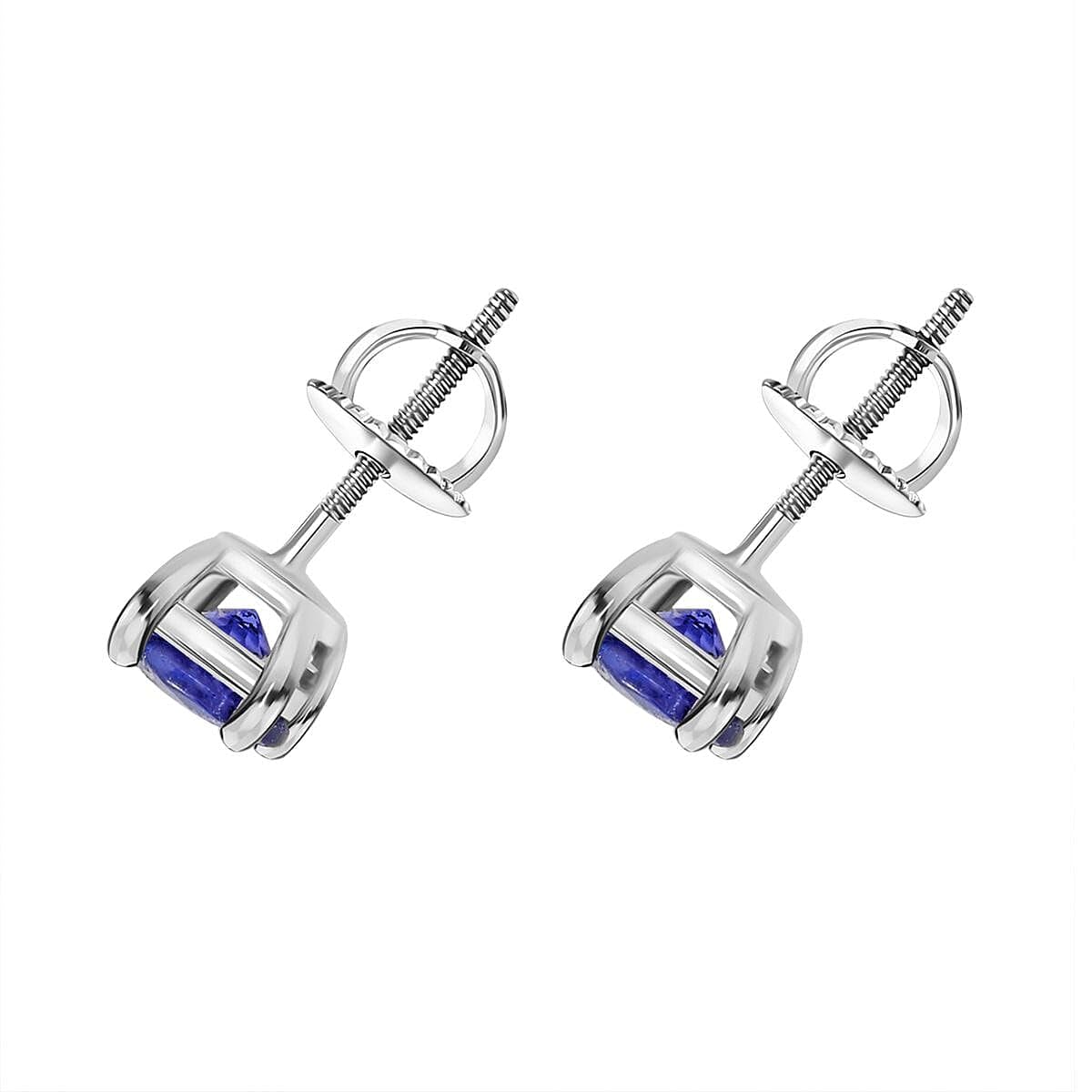 Shop LC Certified & Appraised Rhapsody AAAA Tanzanite 1.10 ctw Solitaire Stud Earrings in 950 Platinum - Image 4