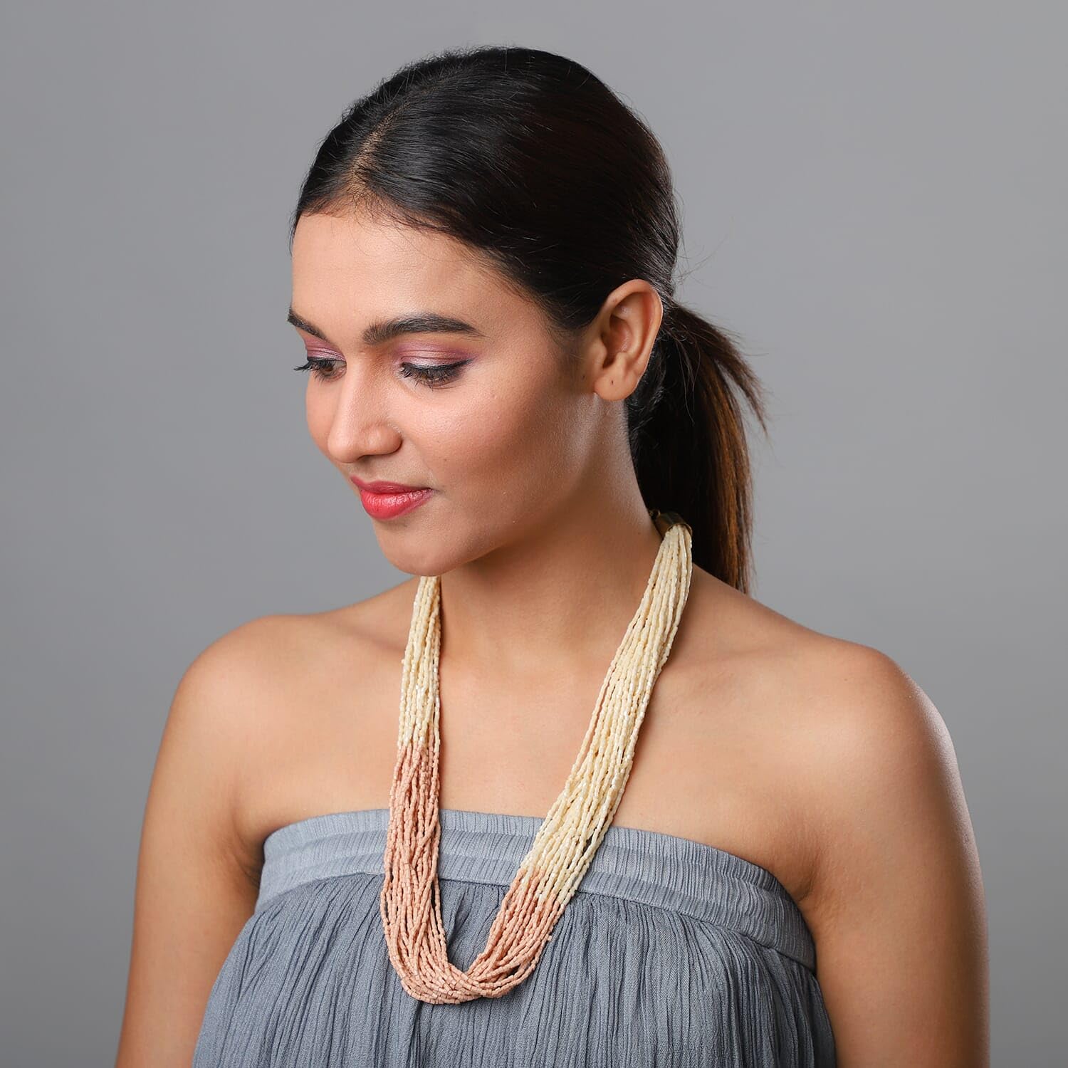 Shop LC Choker Beaded Necklace for Women Jewelry Ivory Glass Seed Fashion Mothers Day Gifts - Image 2