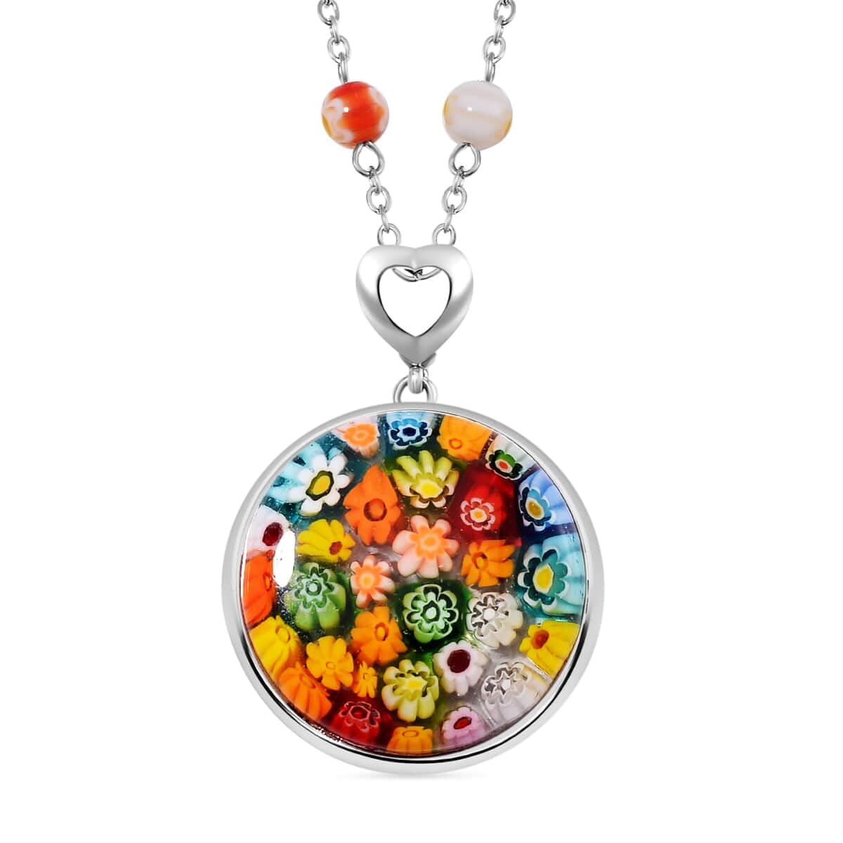 Shop LC Colorful Murano Style Millefiori Glass Hoop Earrings Necklace Set Stainless Steel Jewelry Trendy Birthday Gifts for Women 34.99 - Image 6