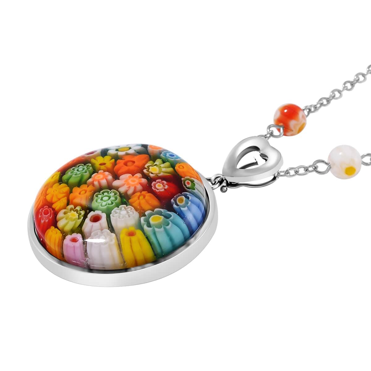 Shop LC Colorful Murano Style Millefiori Glass Hoop Earrings Necklace Set Stainless Steel Jewelry Trendy Birthday Gifts for Women 34.99 - Image 8