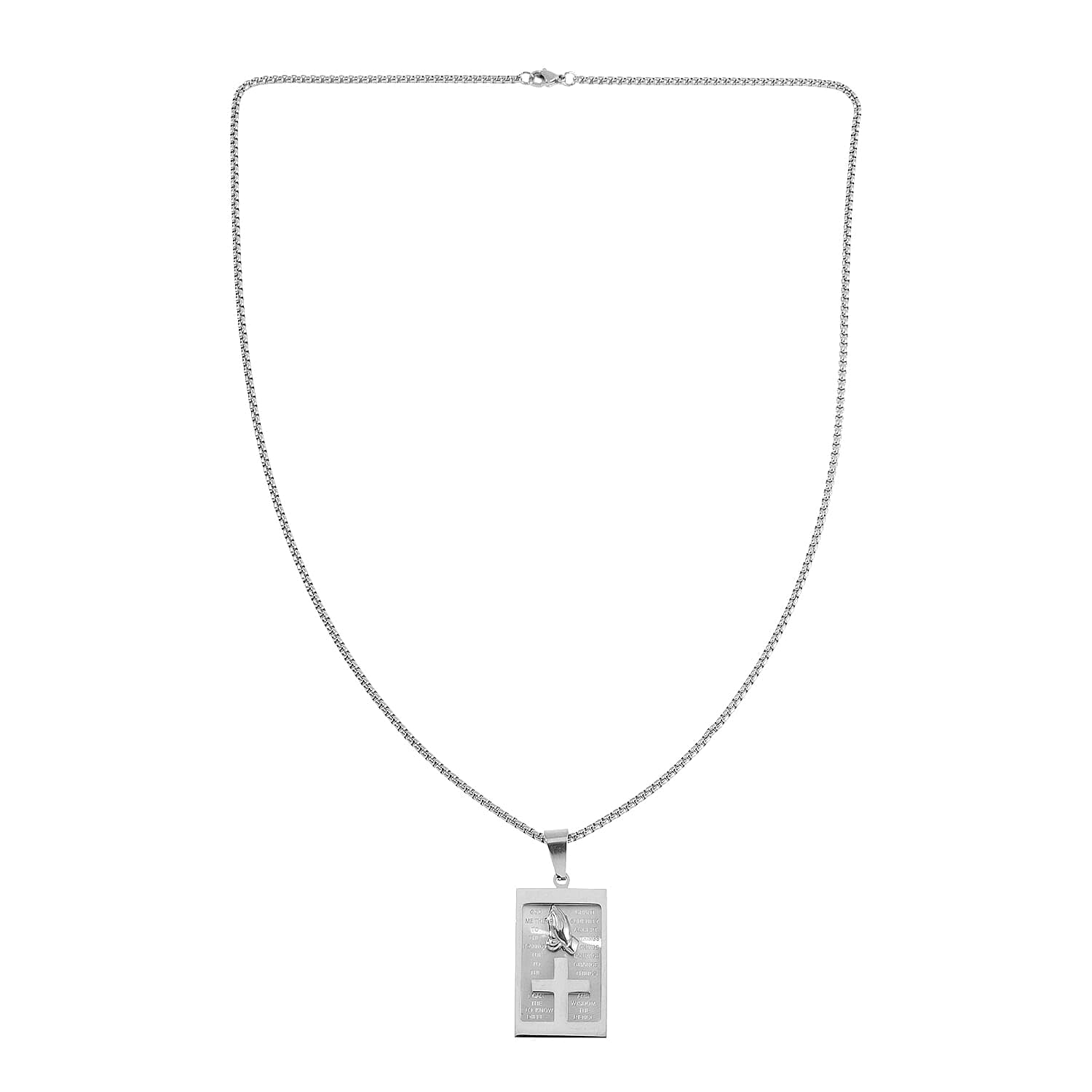 Shop LC Cross with Bible Mens Pendant Necklace in Stainless Steel 24 Inches