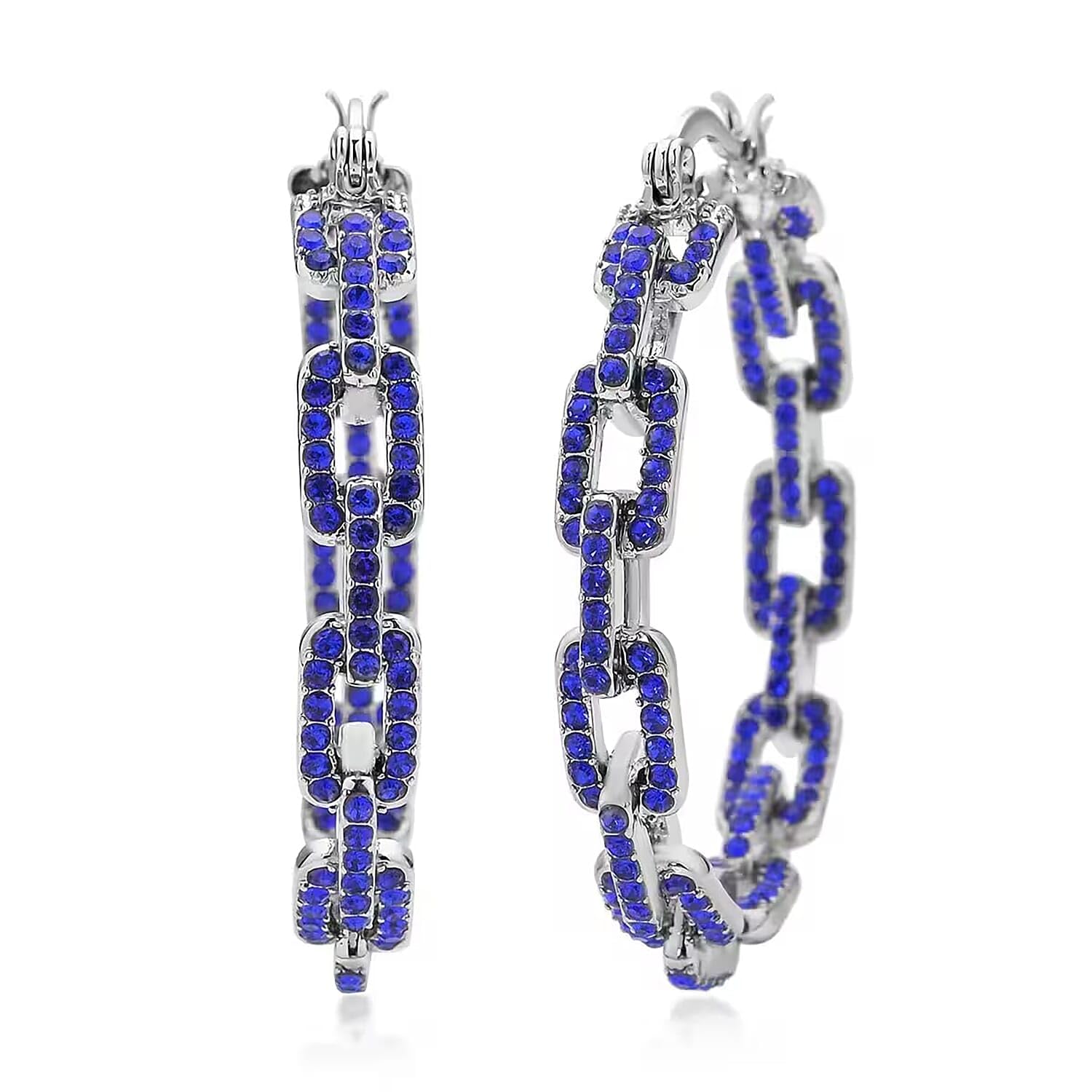 SHOP LC Crystal Paper Clip Chain Hoop Earrings Jewelry for Women Jewelry Birthday Mothers Day Gifts for Women