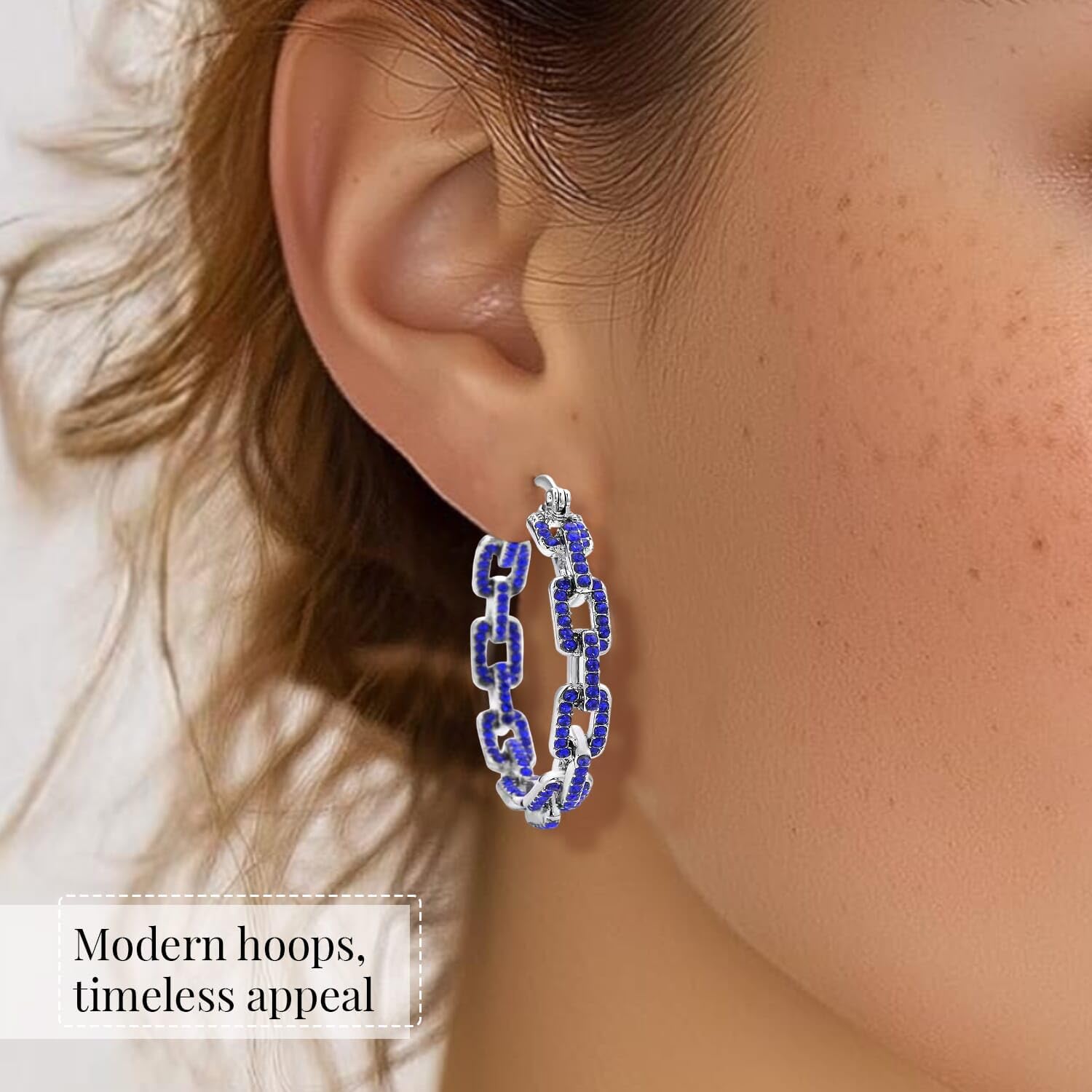 SHOP LC Crystal Paper Clip Chain Hoop Earrings Jewelry for Women Jewelry Birthday Mothers Day Gifts for Women - Image 2