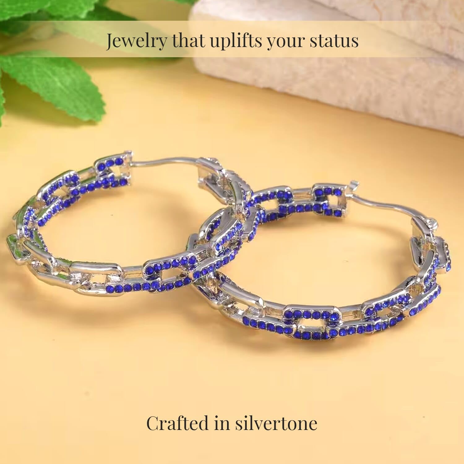 SHOP LC Crystal Paper Clip Chain Hoop Earrings Jewelry for Women Jewelry Birthday Mothers Day Gifts for Women - Image 3