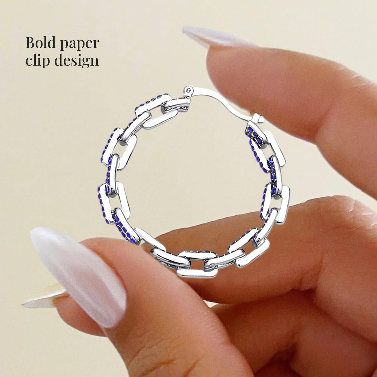 SHOP LC Crystal Paper Clip Chain Hoop Earrings Jewelry for Women Jewelry Birthday Mothers Day Gifts for Women - Image 4