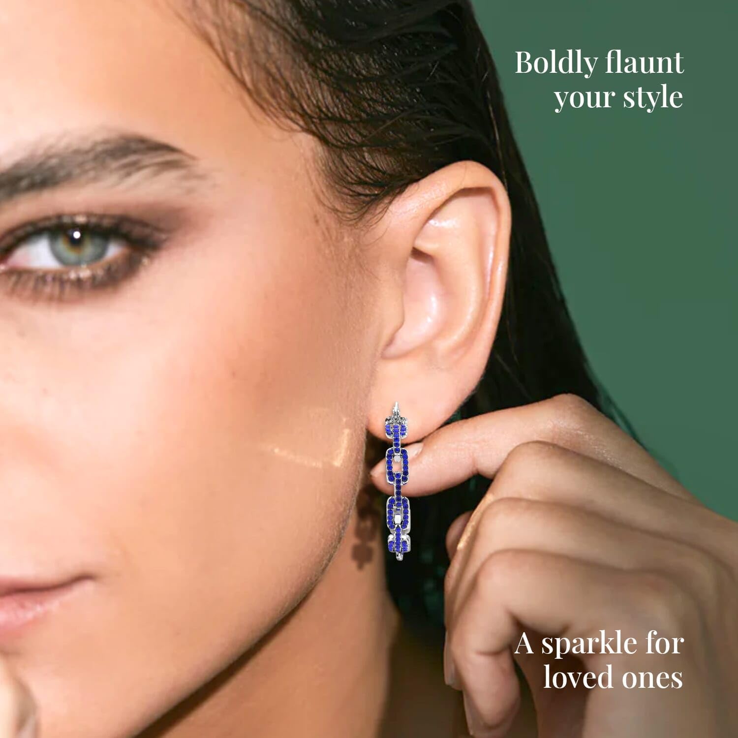 SHOP LC Crystal Paper Clip Chain Hoop Earrings Jewelry for Women Jewelry Birthday Mothers Day Gifts for Women - Image 5