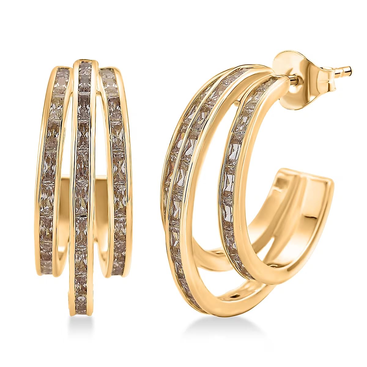 Shop LC Cubic Zirconia Hoop Earrings in Goldtone