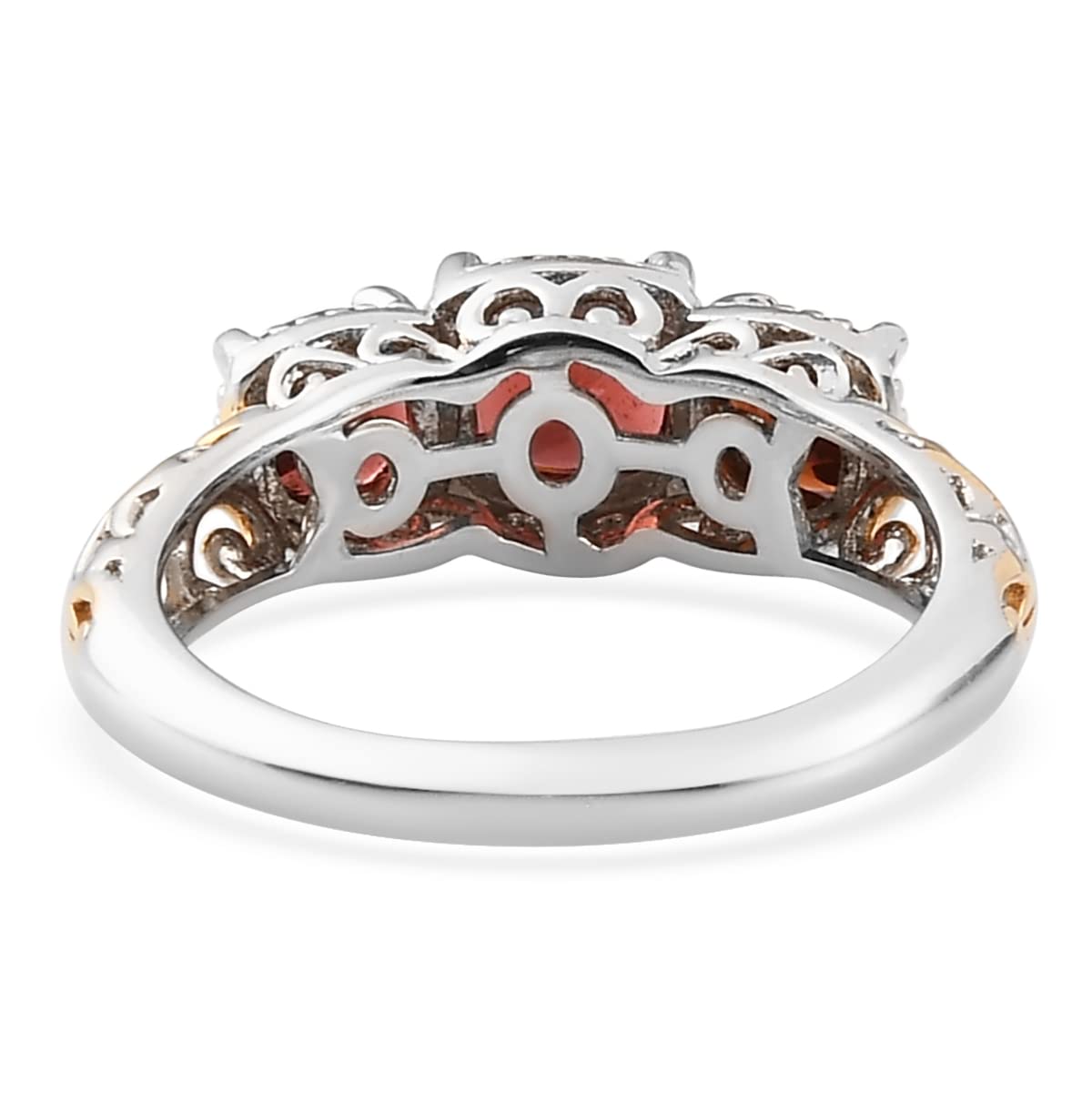 SHOP LC DELIVERING JOY 3 Stone Garnet Ring for Women in 925 Sterling Silver With 14K Gold Plating - January Birthstone Promise Vintage Red Garnet Jewelry - Anniversary Engagement Gifts for Womens - Image 7