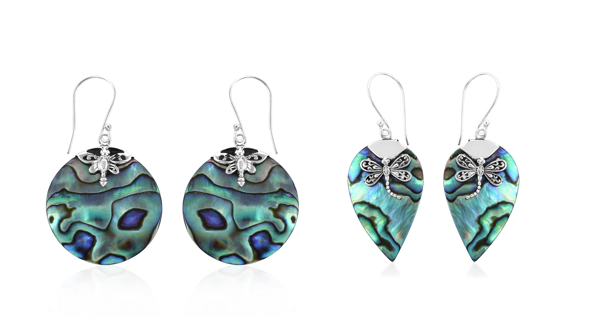 SHOP LC DELIVERING JOY 925 Sterling Silver Abalone Shell - Dangle Drop Earrings Stylish Fashion Beach Jewelry Gifts for Women