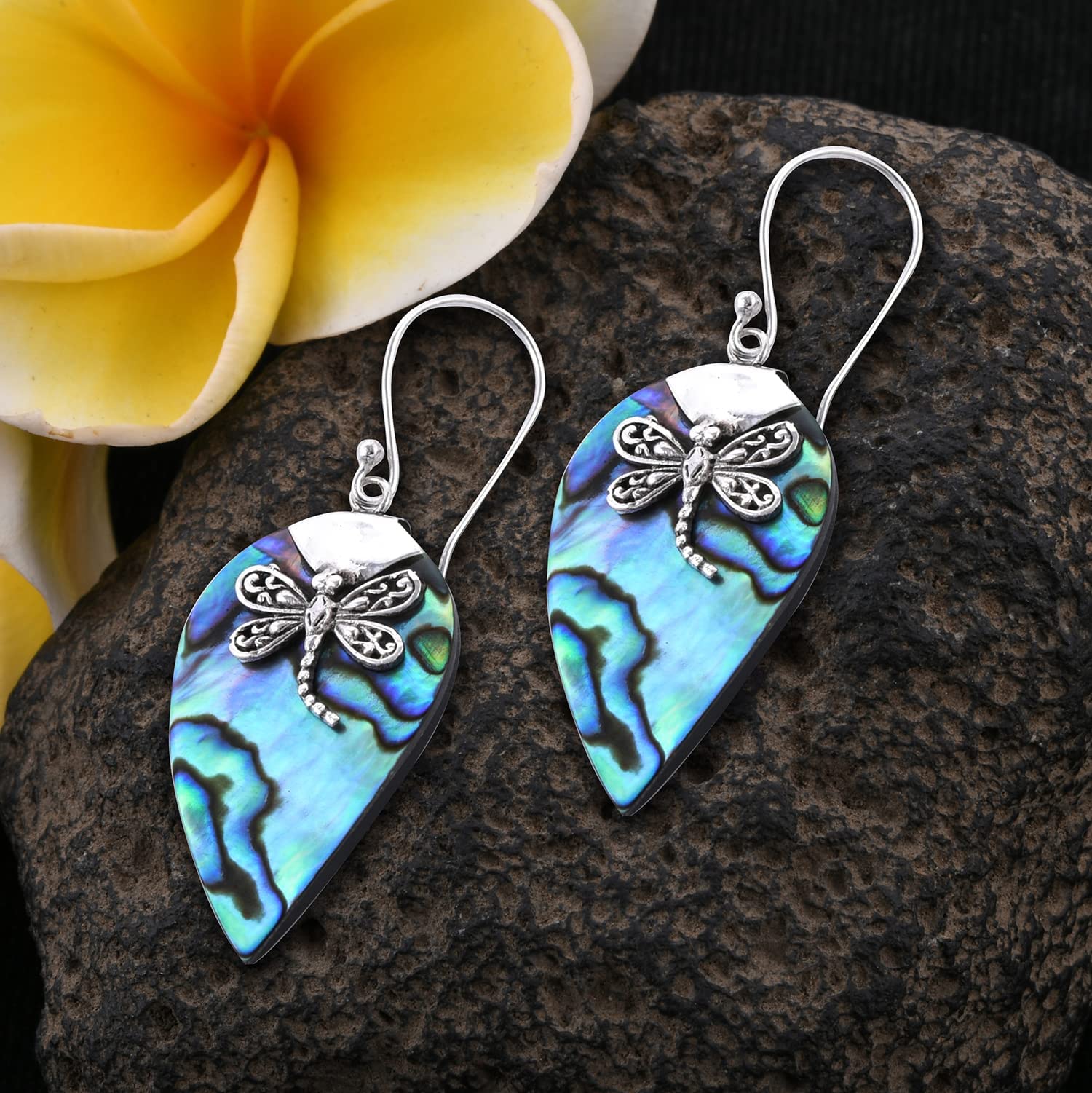 SHOP LC DELIVERING JOY 925 Sterling Silver Abalone Shell - Dangle Drop Earrings Stylish Fashion Beach Jewelry Gifts for Women - Image 7