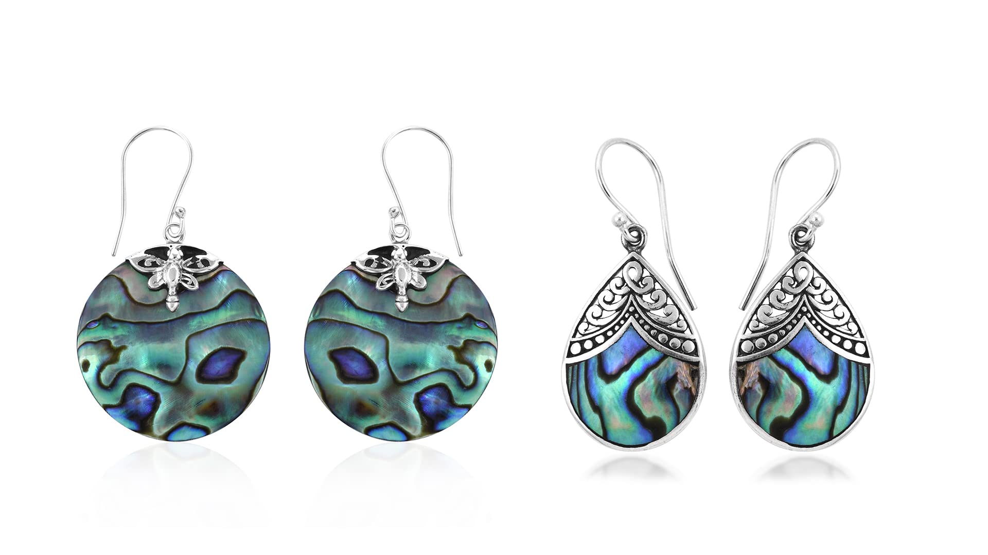 SHOP LC DELIVERING JOY 925 Sterling Silver - Abalone Shell Dangle Drop Earrings Stylish Fashion Beach Jewelry Gifts for Women