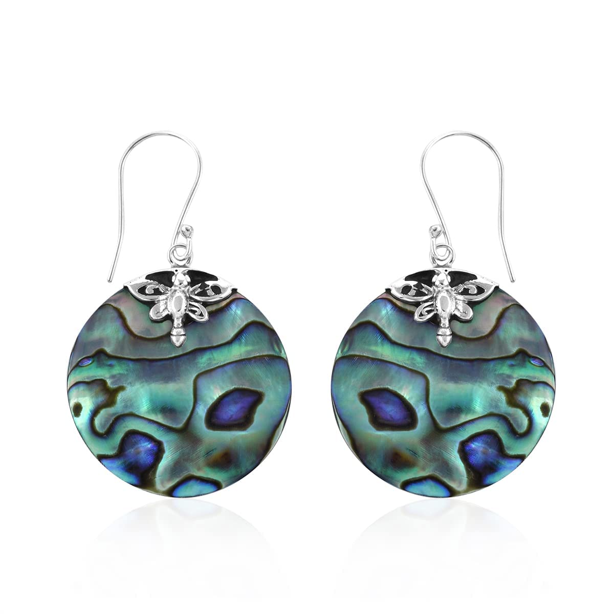 SHOP LC DELIVERING JOY 925 Sterling Silver - Abalone Shell Dangle Drop Earrings Stylish Fashion Beach Jewelry Gifts for Women - Image 2