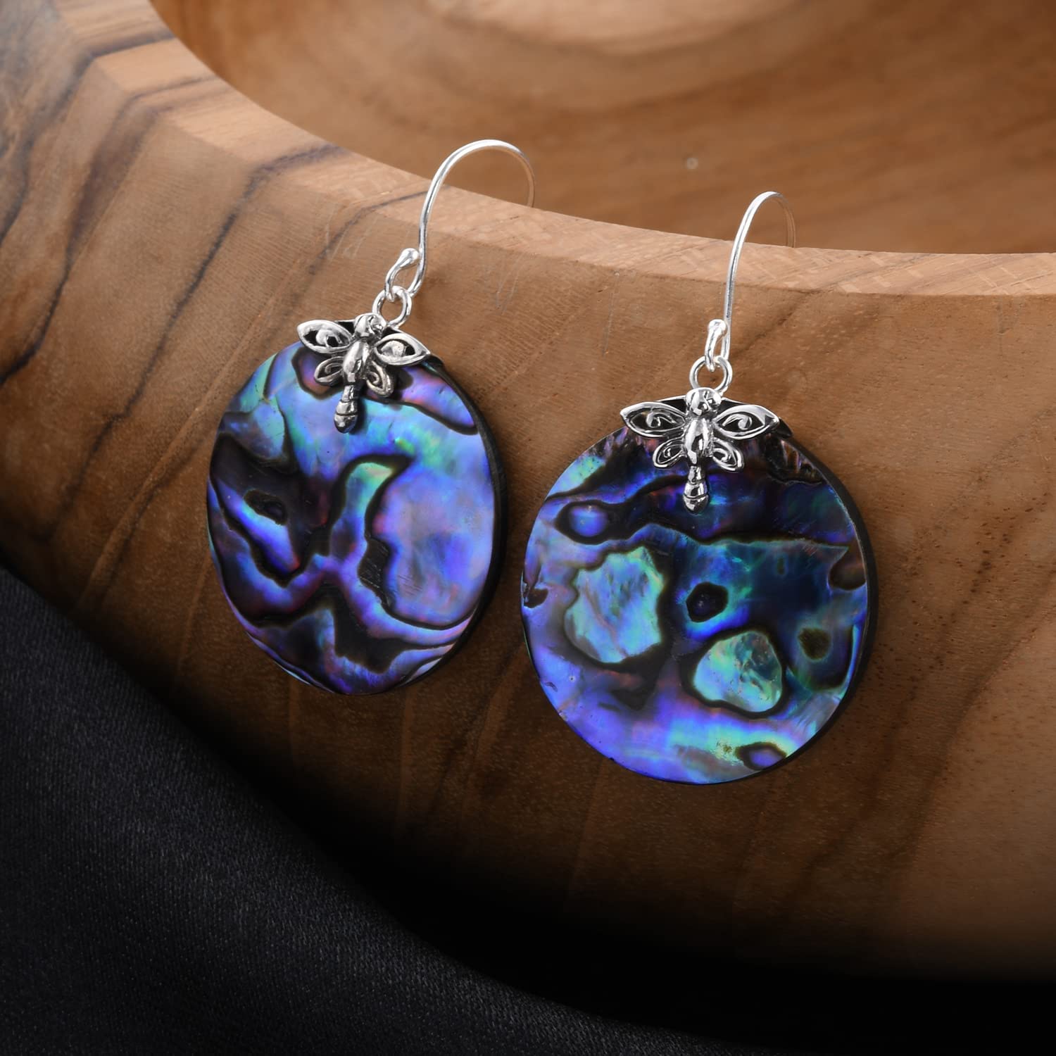 SHOP LC DELIVERING JOY 925 Sterling Silver - Abalone Shell Dangle Drop Earrings Stylish Fashion Beach Jewelry Gifts for Women - Image 3