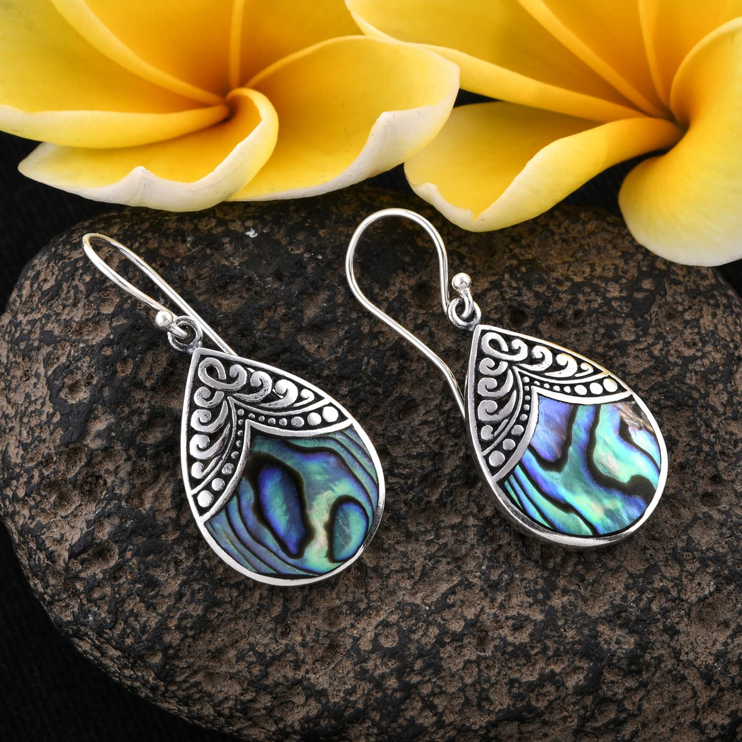 SHOP LC DELIVERING JOY 925 Sterling Silver - Abalone Shell Dangle Drop Earrings Stylish Fashion Beach Jewelry Gifts for Women - Image 8