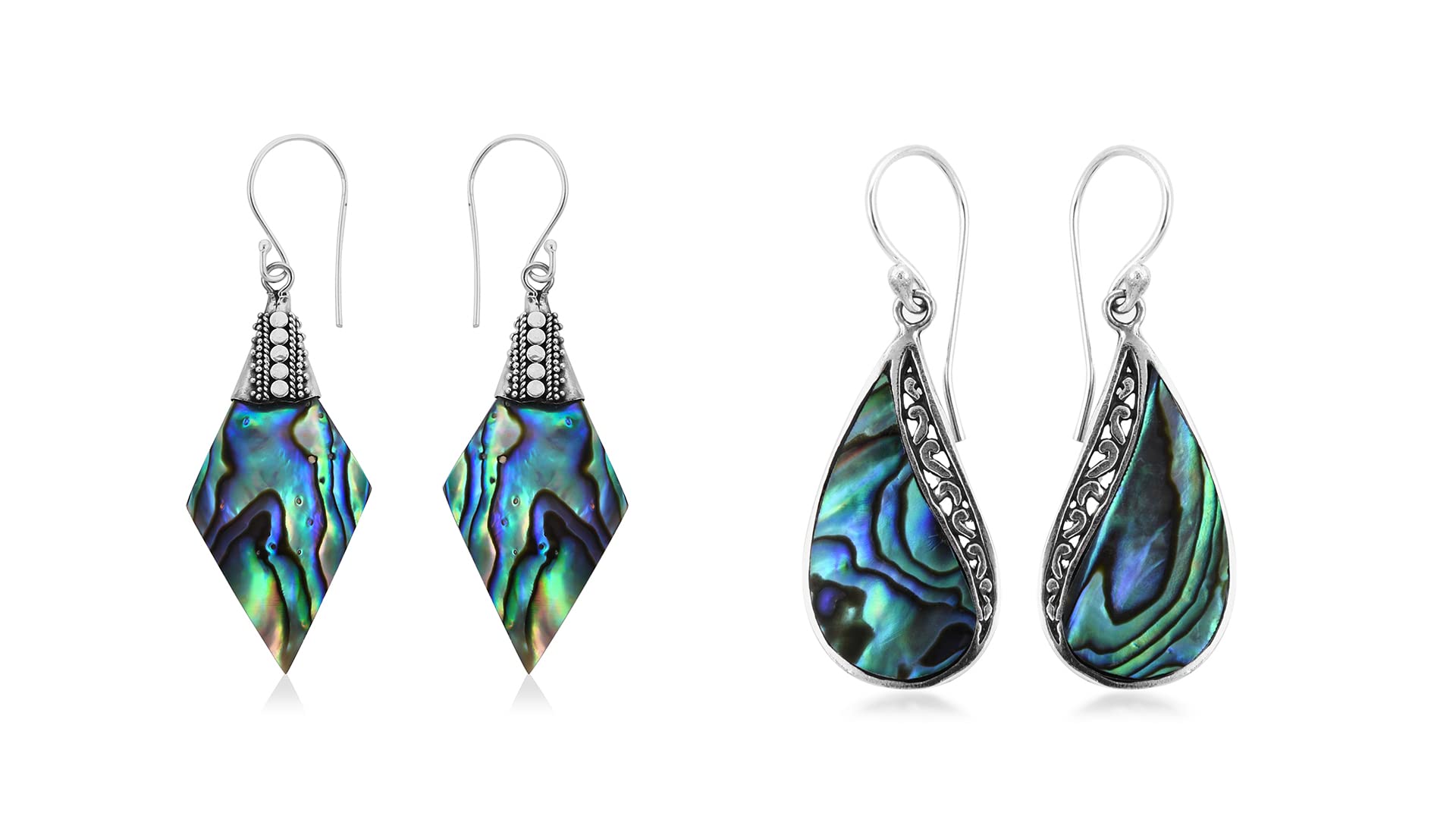 SHOP LC DELIVERING JOY 925 Sterling Silver Abalone Shell Dangle Drop Earrings - Stylish Fashion Beach Jewelry Gifts for Women
