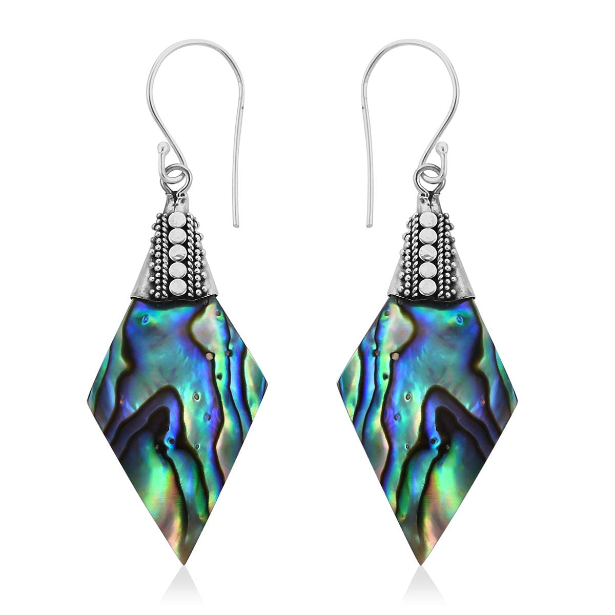SHOP LC DELIVERING JOY 925 Sterling Silver Abalone Shell Dangle Drop Earrings - Stylish Fashion Beach Jewelry Gifts for Women - Image 2
