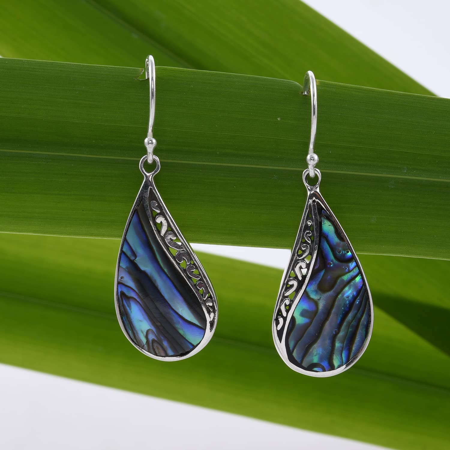 SHOP LC DELIVERING JOY 925 Sterling Silver Abalone Shell Dangle Drop Earrings - Stylish Fashion Beach Jewelry Gifts for Women - Image 9
