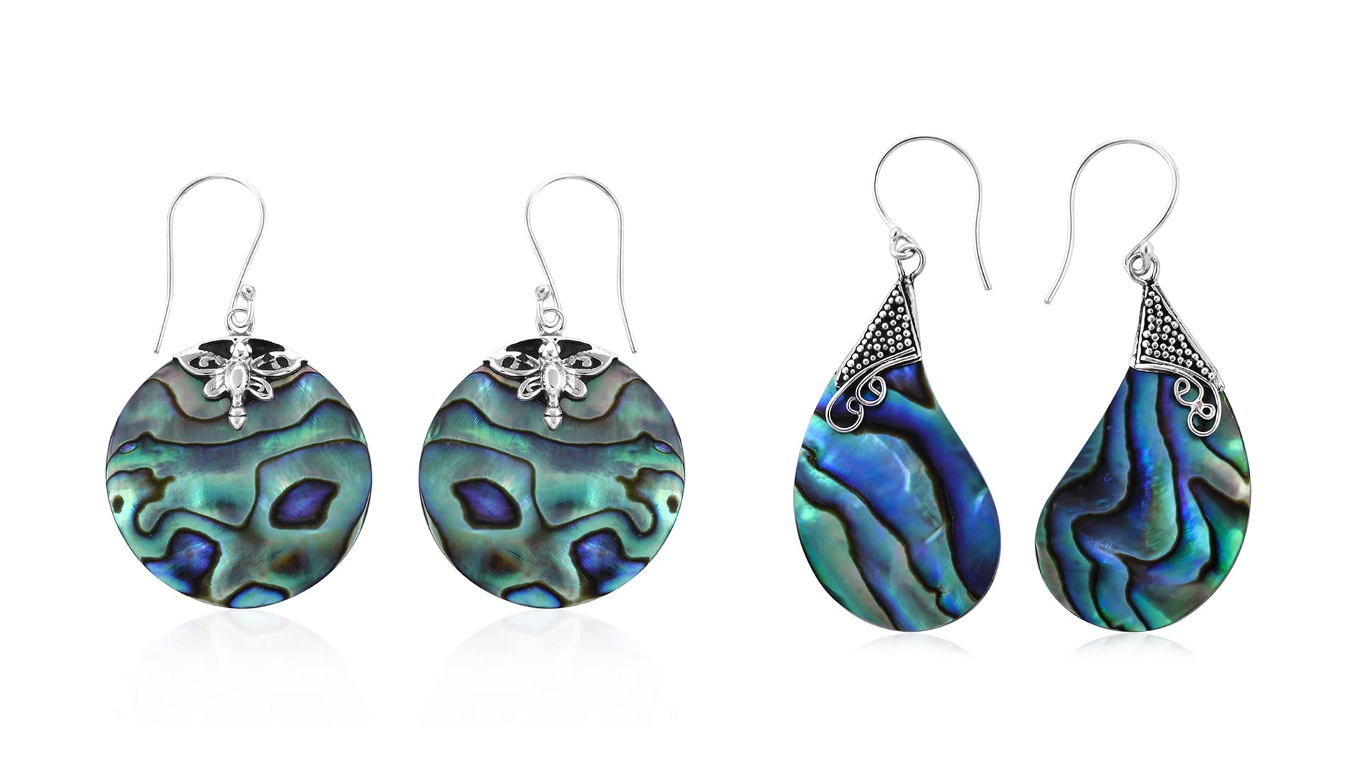 SHOP LC DELIVERING JOY 925 Sterling Silver Abalone Shell Dangle Drop Earrings Stylish Fashion Beach Jewelry Gifts for Women