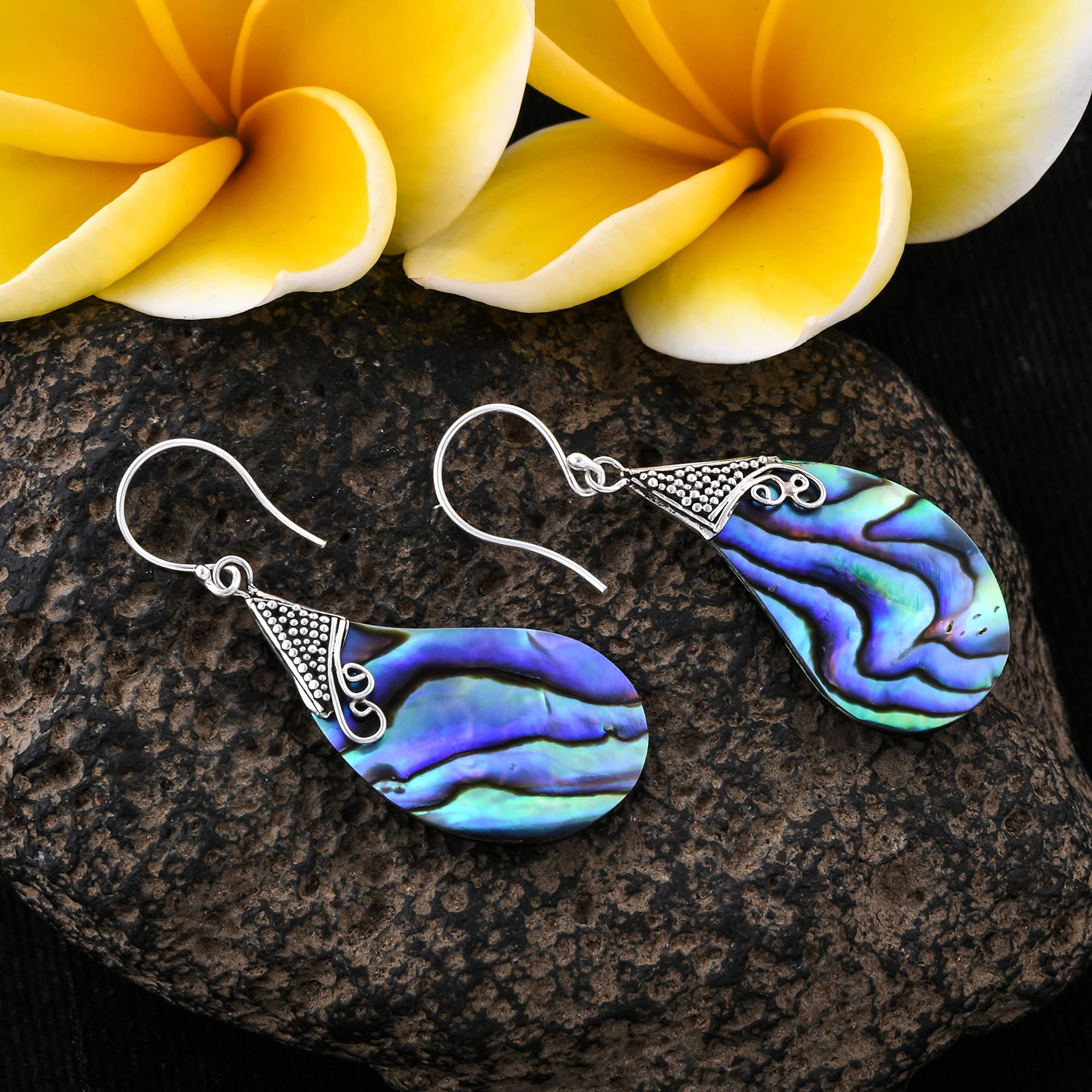 SHOP LC DELIVERING JOY 925 Sterling Silver Abalone Shell Dangle Drop Earrings Stylish Fashion Beach Jewelry Gifts for Women - Image 7