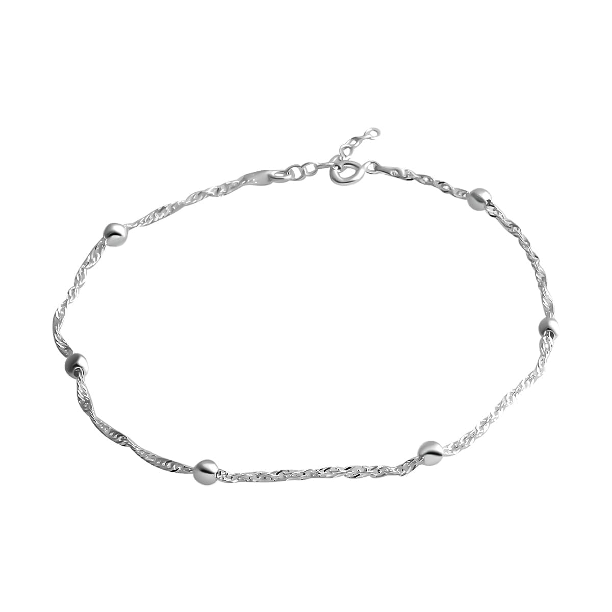 SHOP LC DELIVERING JOY 925 Sterling Silver Ankle Bracelet for Women Charm Chain Adjustable Station Anklet 10" Birthday Christmas Gifts for Women