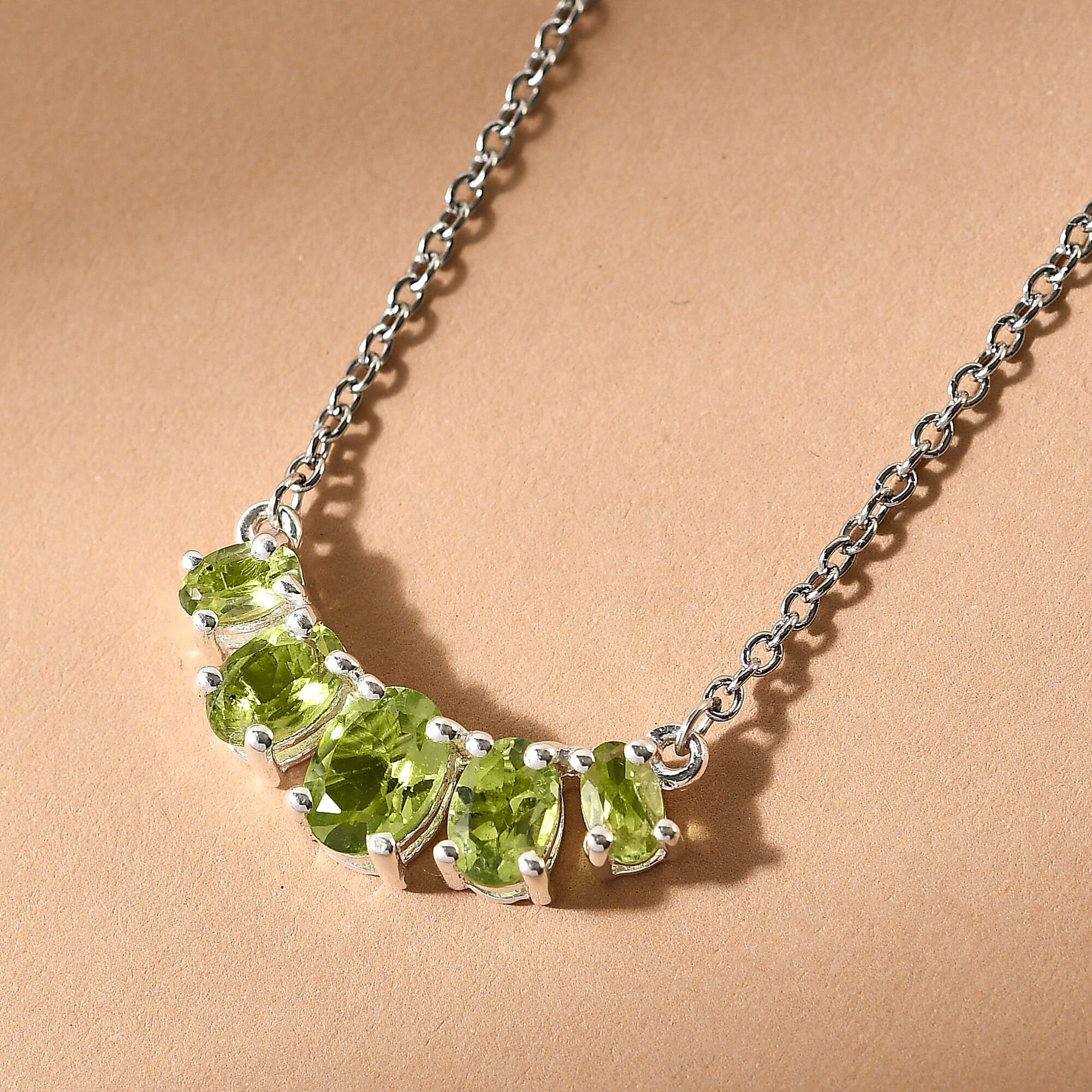 SHOP LC DELIVERING JOY 925 Sterling Silver Charm Necklace for Women 18-20" Peridot Necklaces for Women - 5 Birthstone Necklace for Womens - Gemstone Jewelry Birthday Christmas Gifts for Her - Image 3