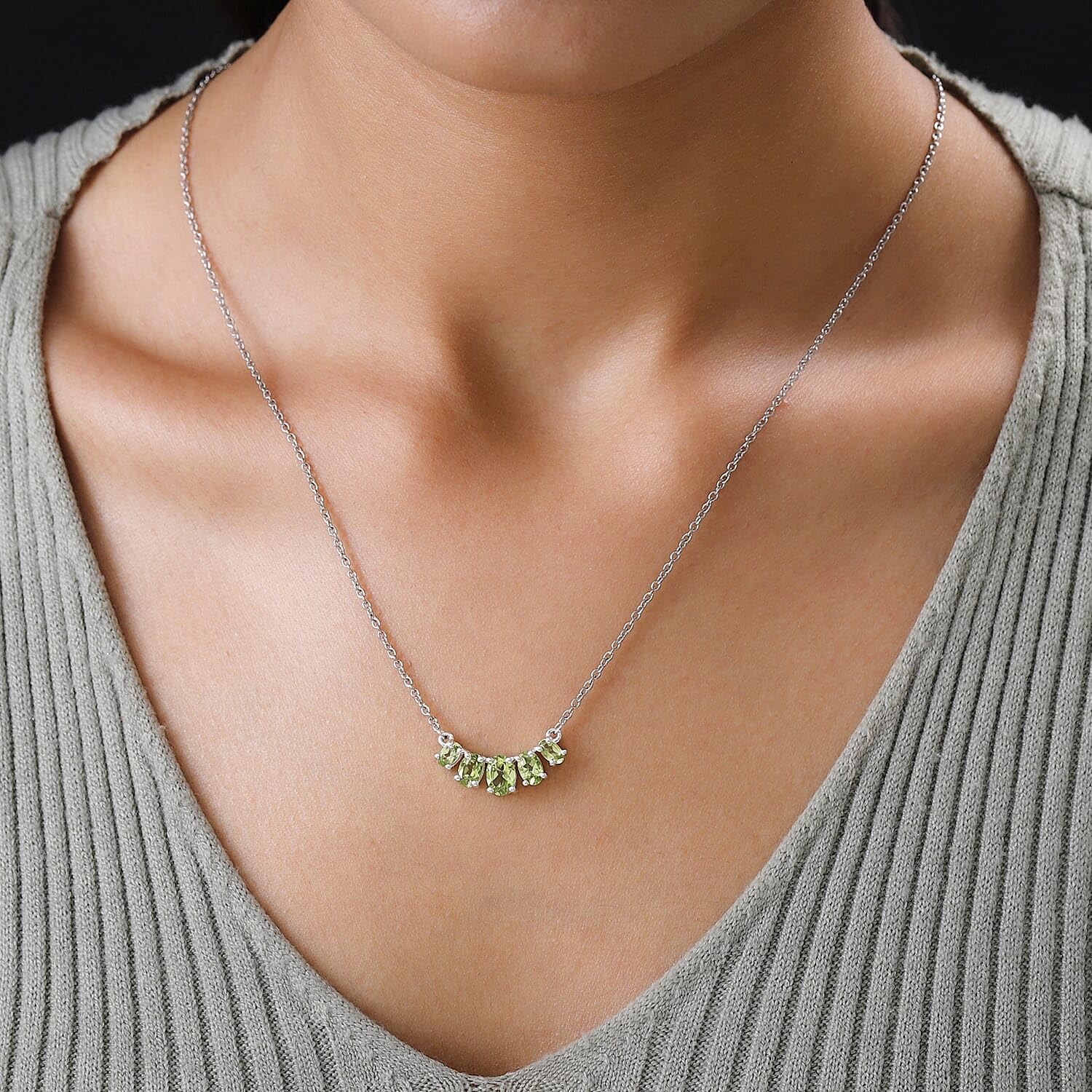SHOP LC DELIVERING JOY 925 Sterling Silver Charm Necklace for Women 18-20" Peridot Necklaces for Women - 5 Birthstone Necklace for Womens - Gemstone Jewelry Birthday Christmas Gifts for Her - Image 4