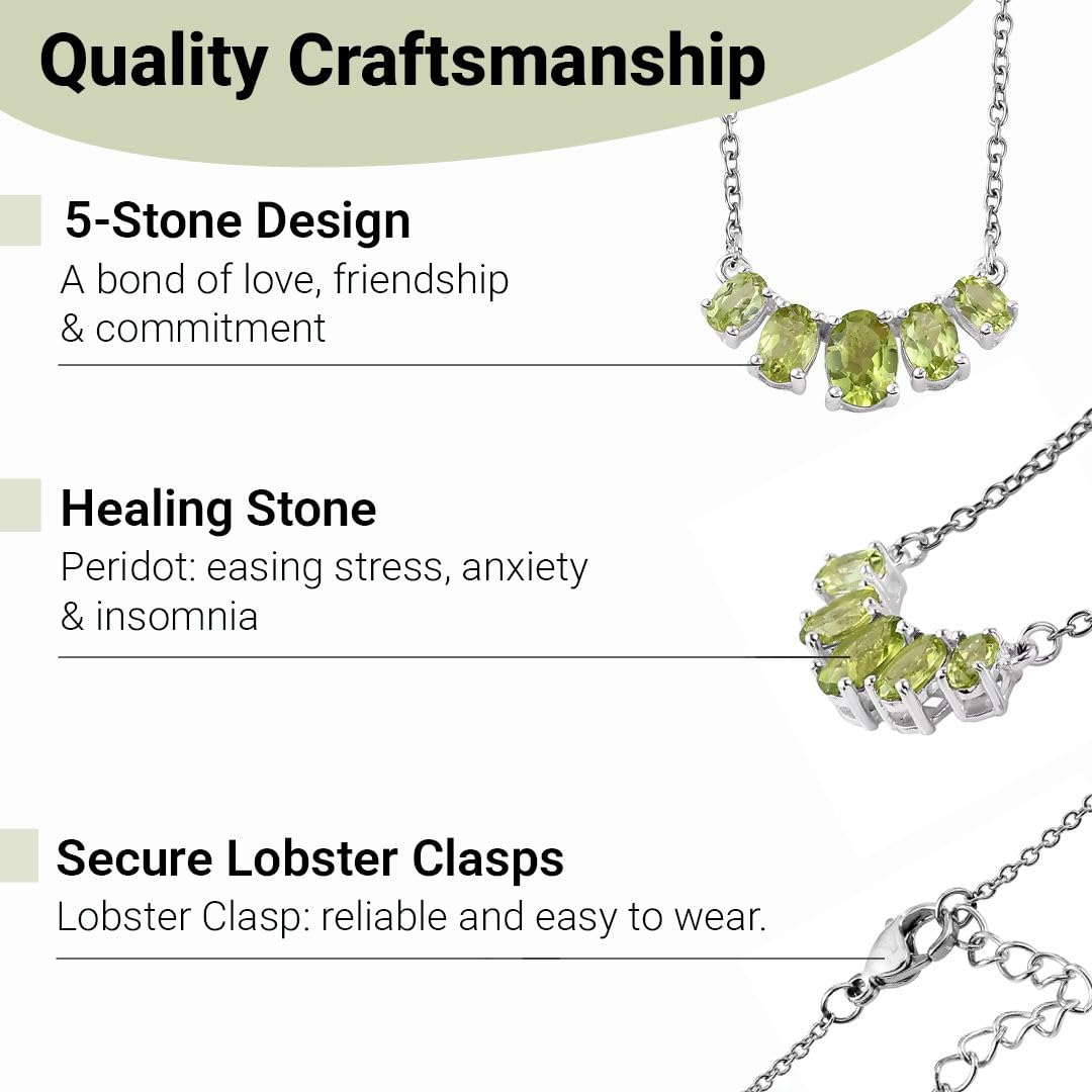 SHOP LC DELIVERING JOY 925 Sterling Silver Charm Necklace for Women 18-20" Peridot Necklaces for Women - 5 Birthstone Necklace for Womens - Gemstone Jewelry Birthday Christmas Gifts for Her - Image 3
