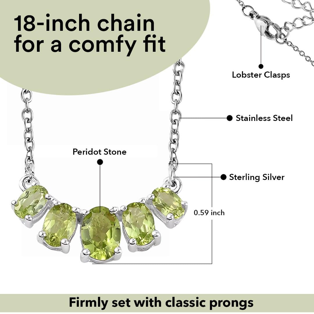 SHOP LC DELIVERING JOY 925 Sterling Silver Charm Necklace for Women 18-20" Peridot Necklaces for Women - 5 Birthstone Necklace for Womens - Gemstone Jewelry Birthday Christmas Gifts for Her - Image 5