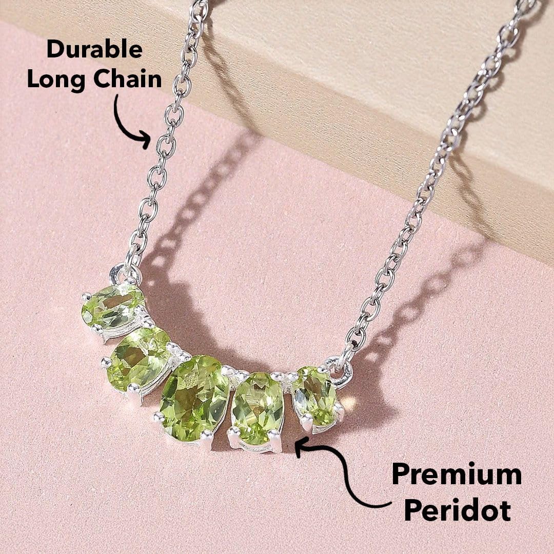 SHOP LC DELIVERING JOY 925 Sterling Silver Charm Necklace for Women 18-20" Peridot Necklaces for Women - 5 Birthstone Necklace for Womens - Gemstone Jewelry Birthday Christmas Gifts for Her - Image 6